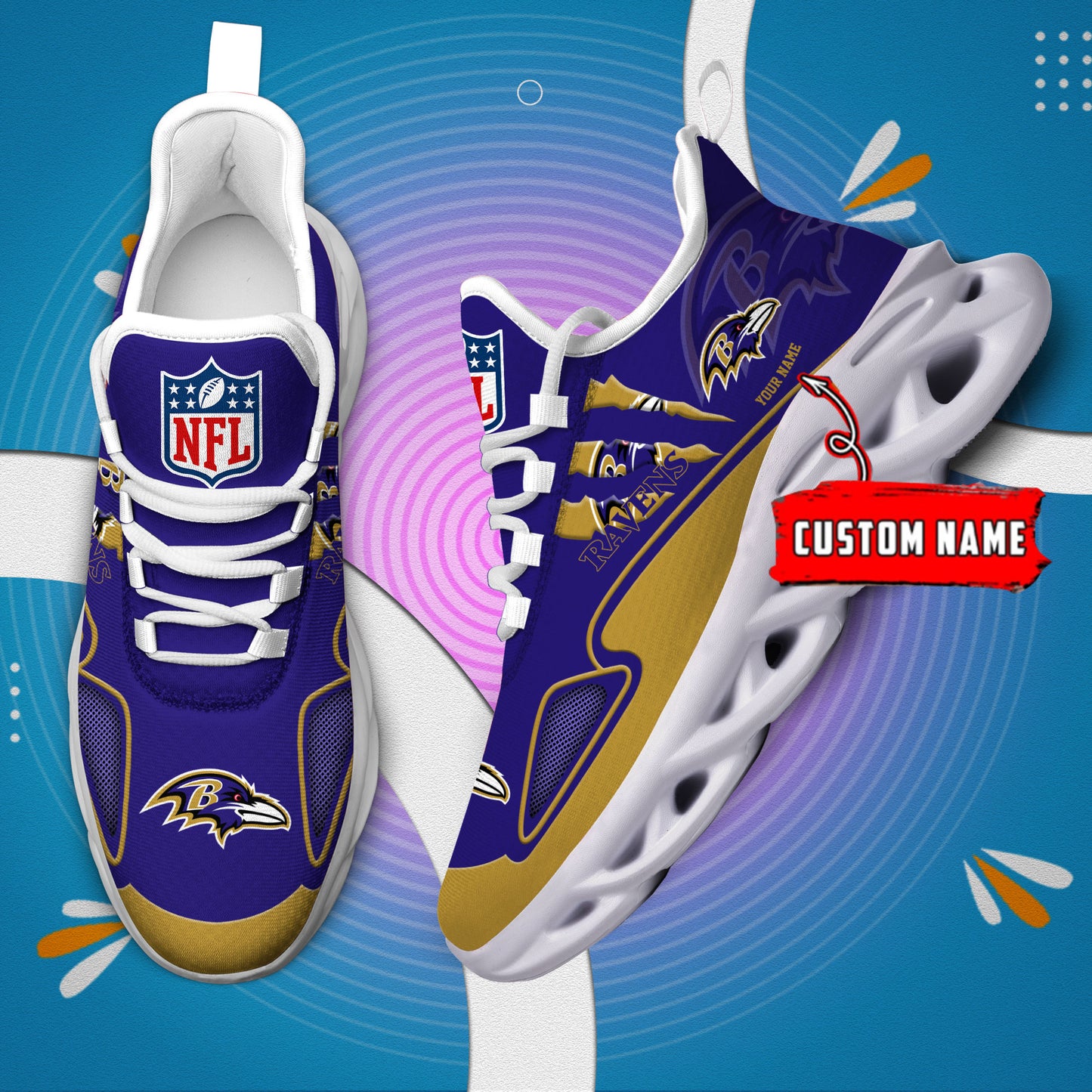 Ideafootwear Baltimore Ravens Max Soul Shoes Sneakers For Men And Women