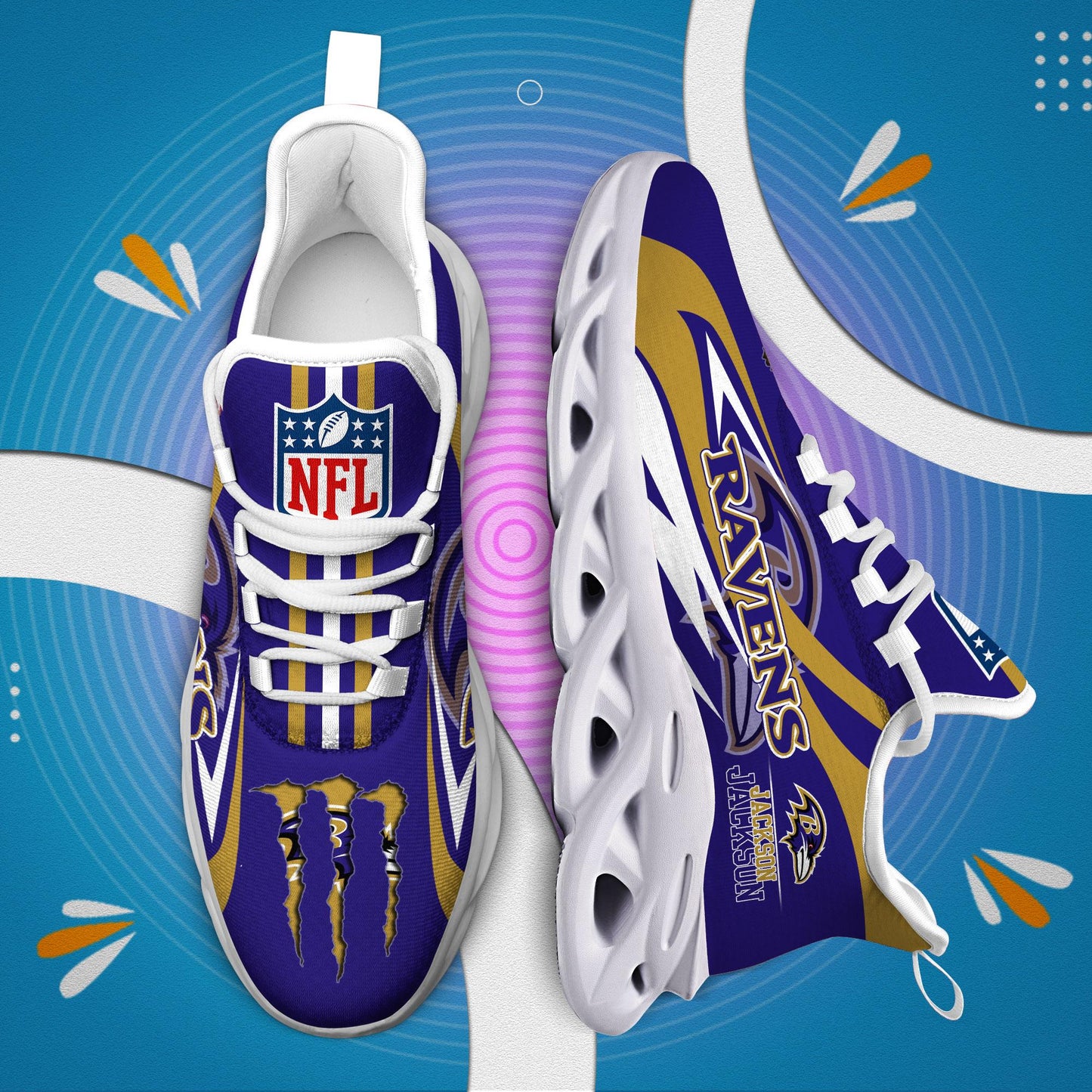 Ideafootwear Baltimore Ravens Max Soul Shoes Sneakers For Men And Women
