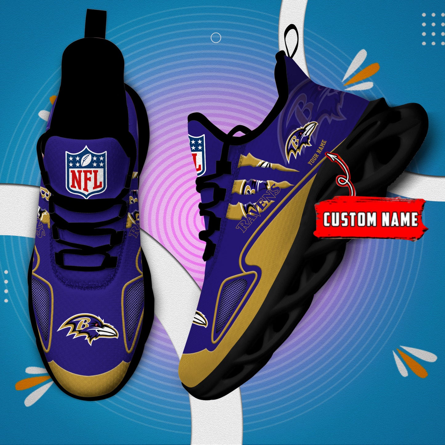 Ideafootwear Baltimore Ravens Max Soul Shoes Sneakers For Men And Women