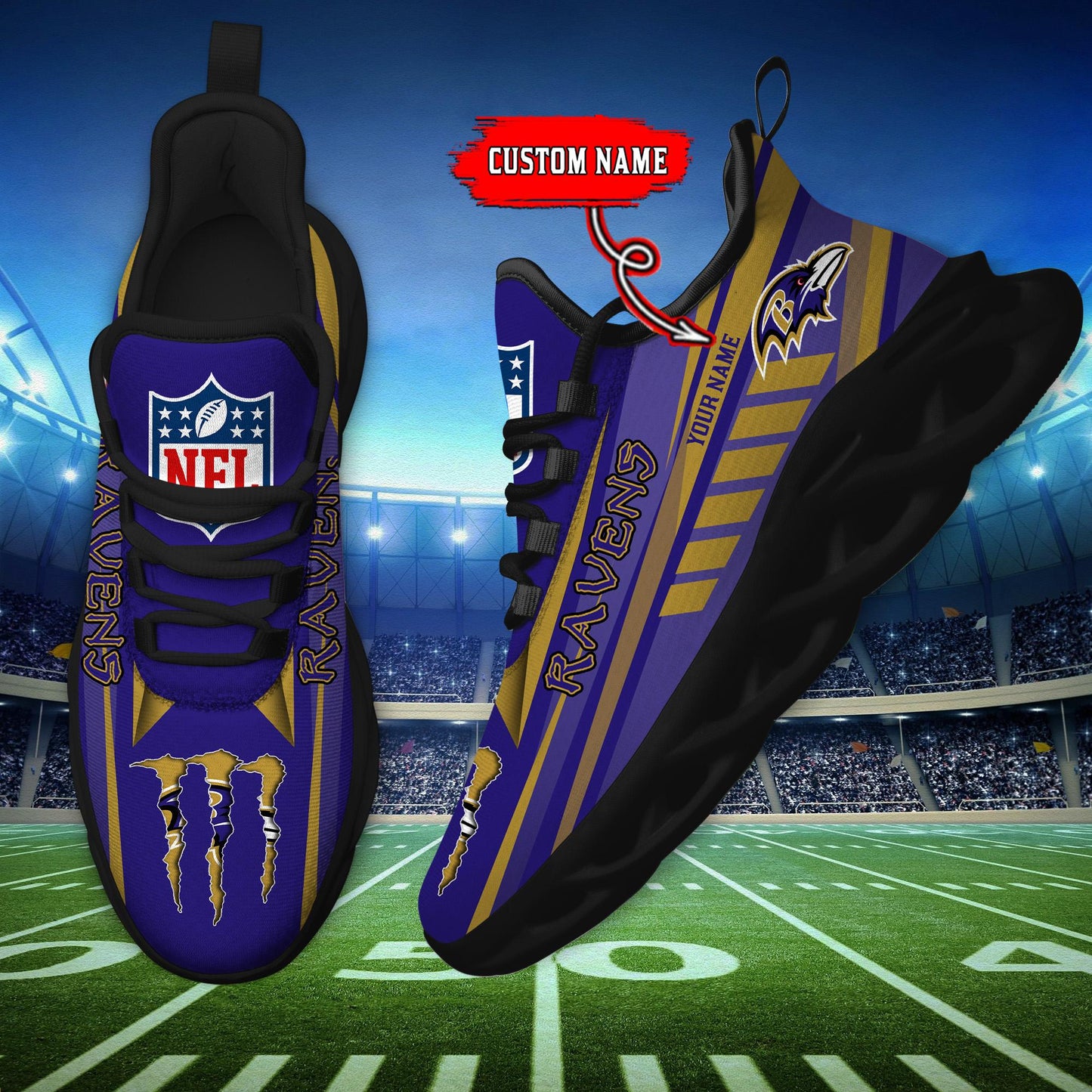Ideafootwear Baltimore Ravens Max Soul Shoes Sneakers For Men And Women