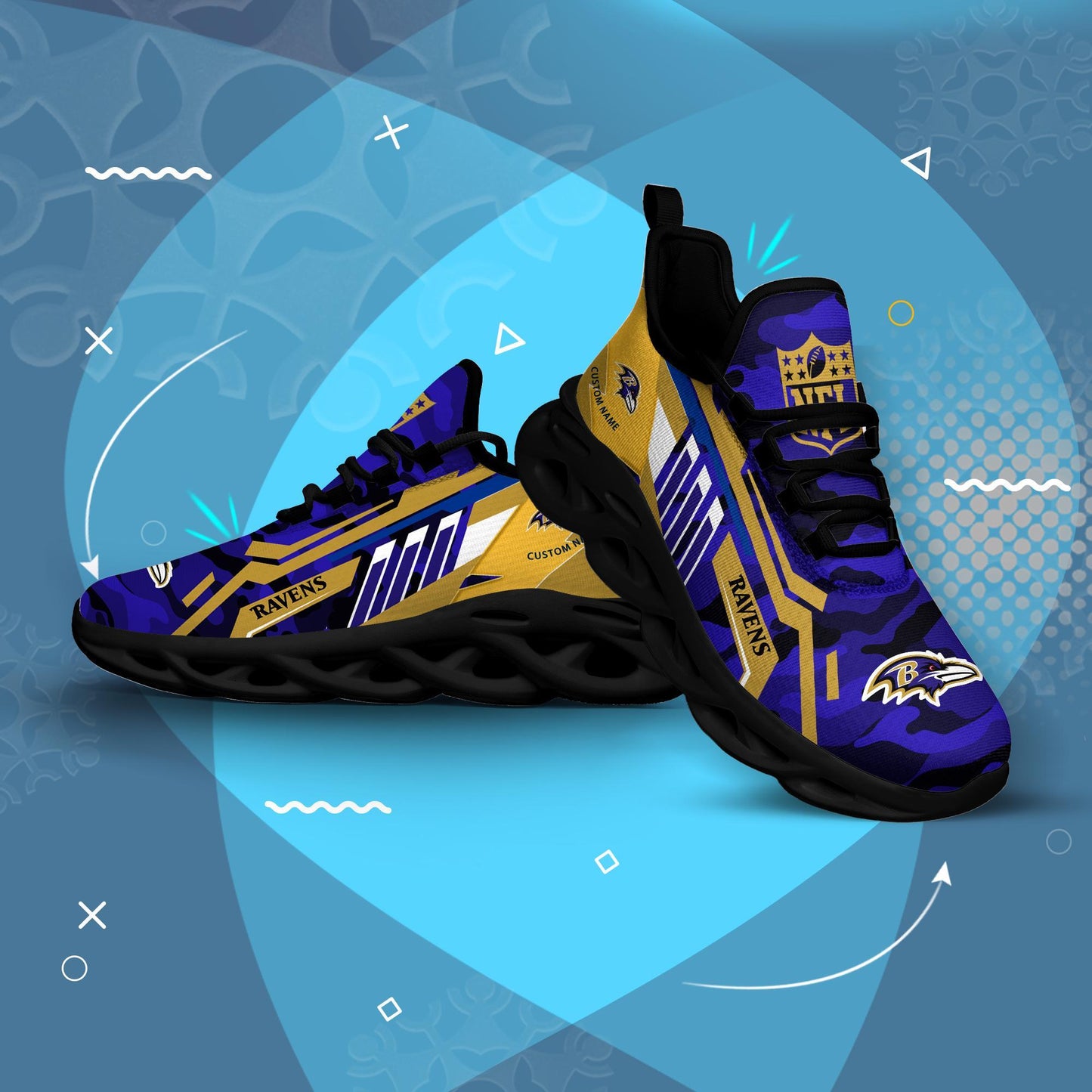 Ideafootwear Baltimore Ravens Max Soul Shoes Sneakers For Men And Women