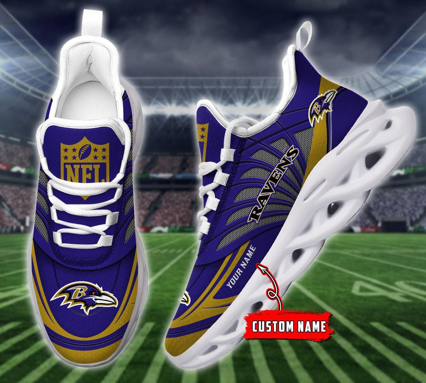 Ideafootwear Baltimore Ravens Max Soul Shoes Sneakers For Men And Women
