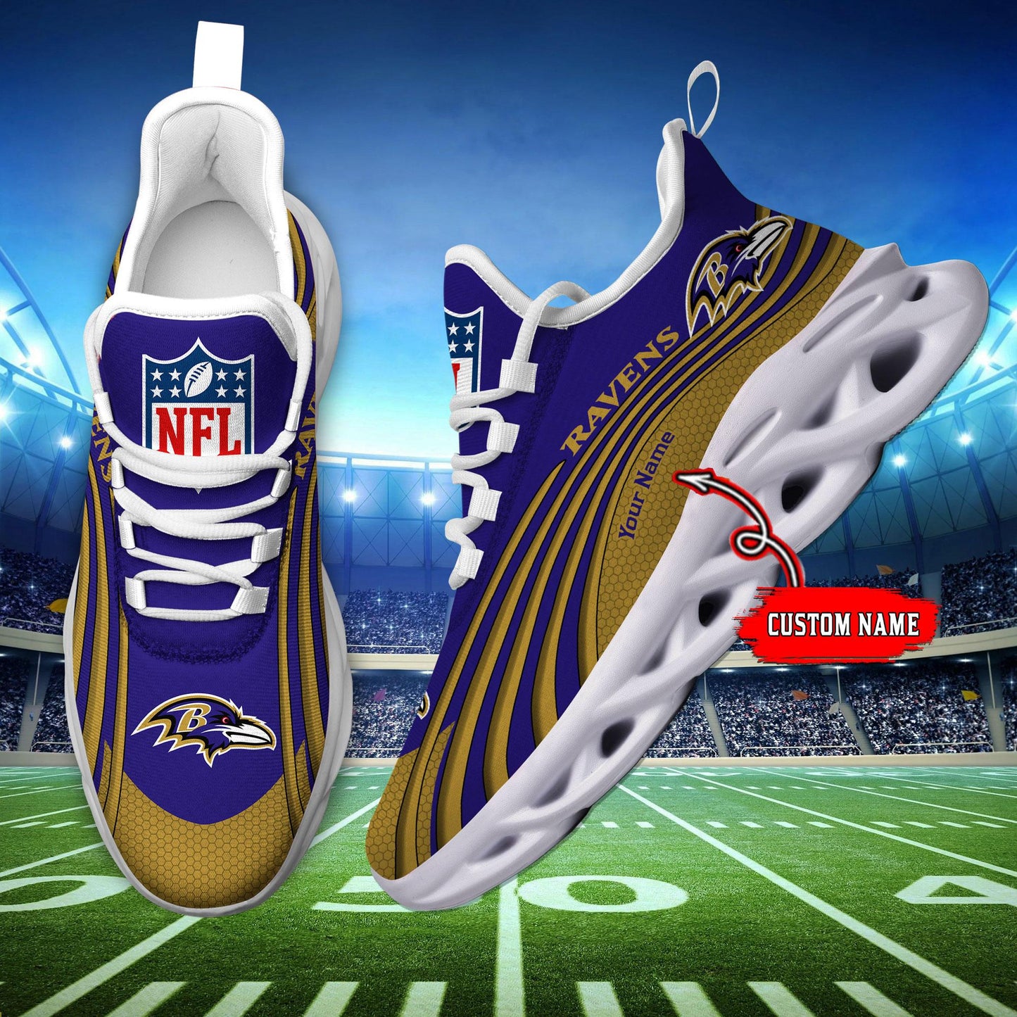 Ideafootwear Baltimore Ravens Max Soul Shoes Sneakers For Men And Women