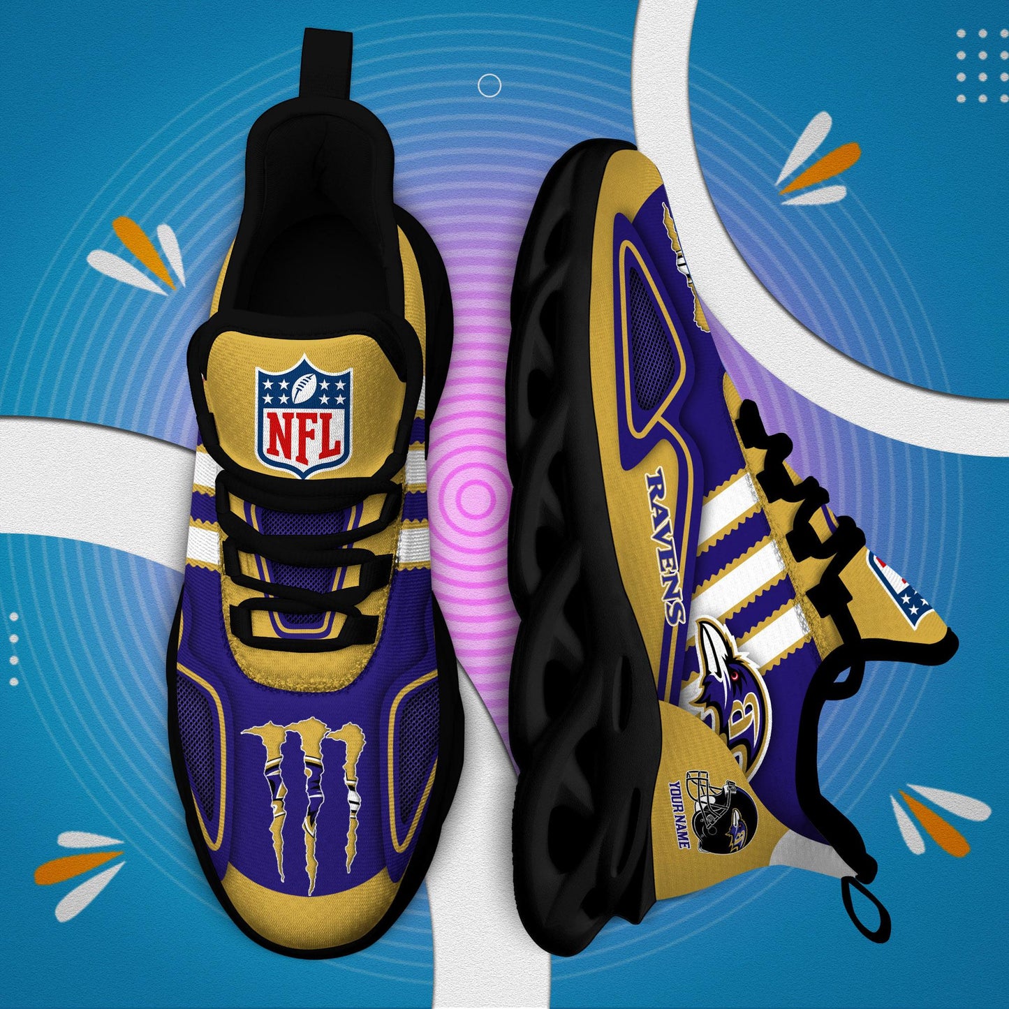 Ideafootwear Baltimore Ravens Max Soul Shoes Sneakers For Men And Women