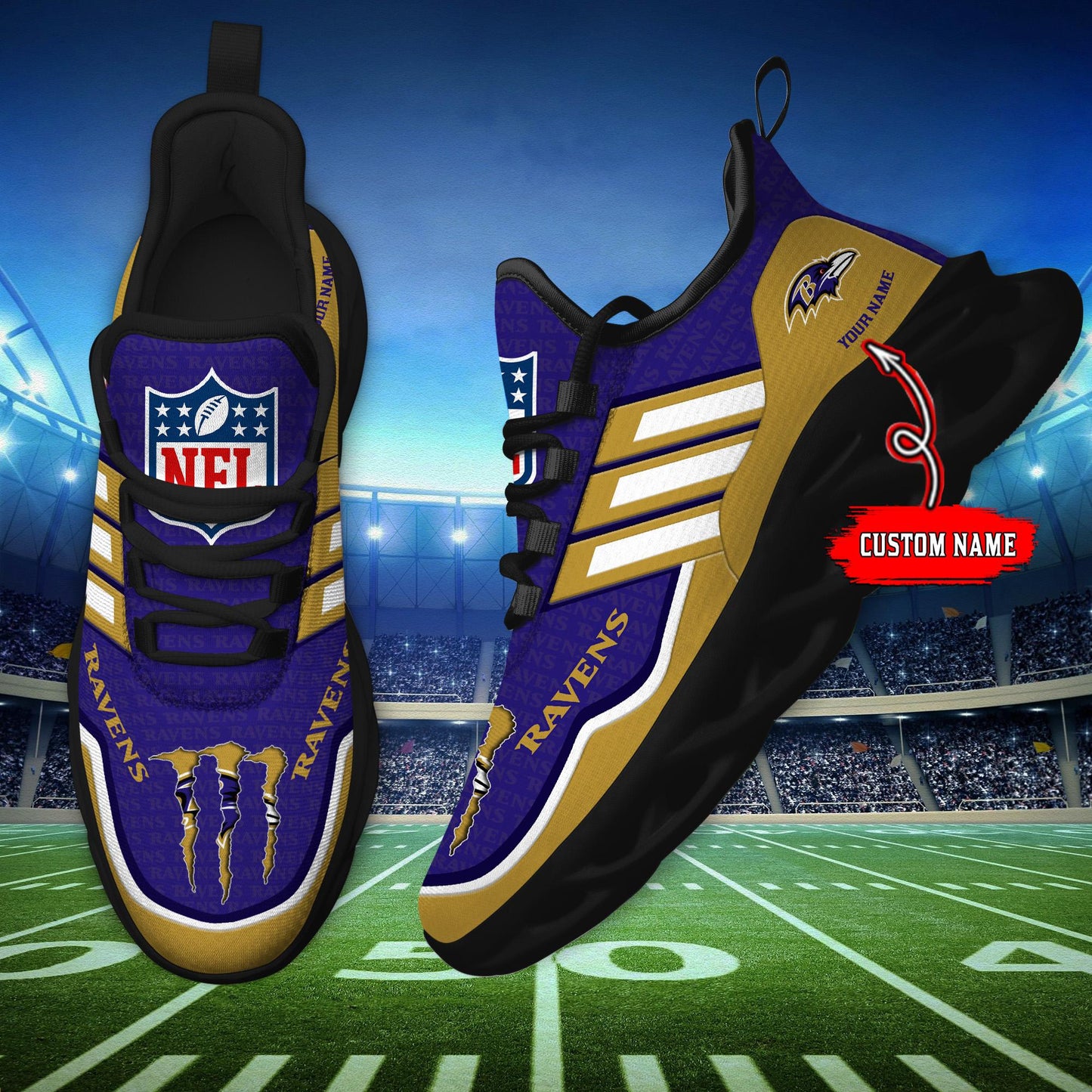 Ideafootwear Baltimore Ravens Max Soul Shoes Sneakers For Men And Women