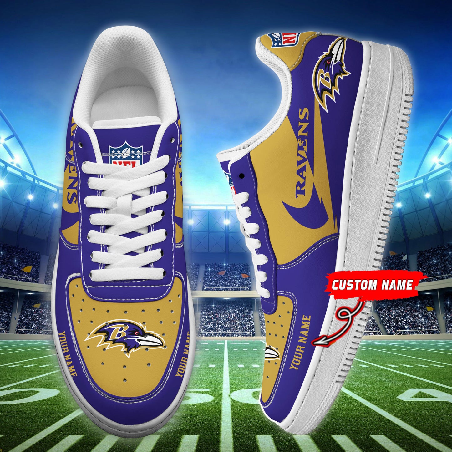 Ideafootwear Baltimore Ravens NFL Air Low-Top Sneakers Shoes For Men And Women