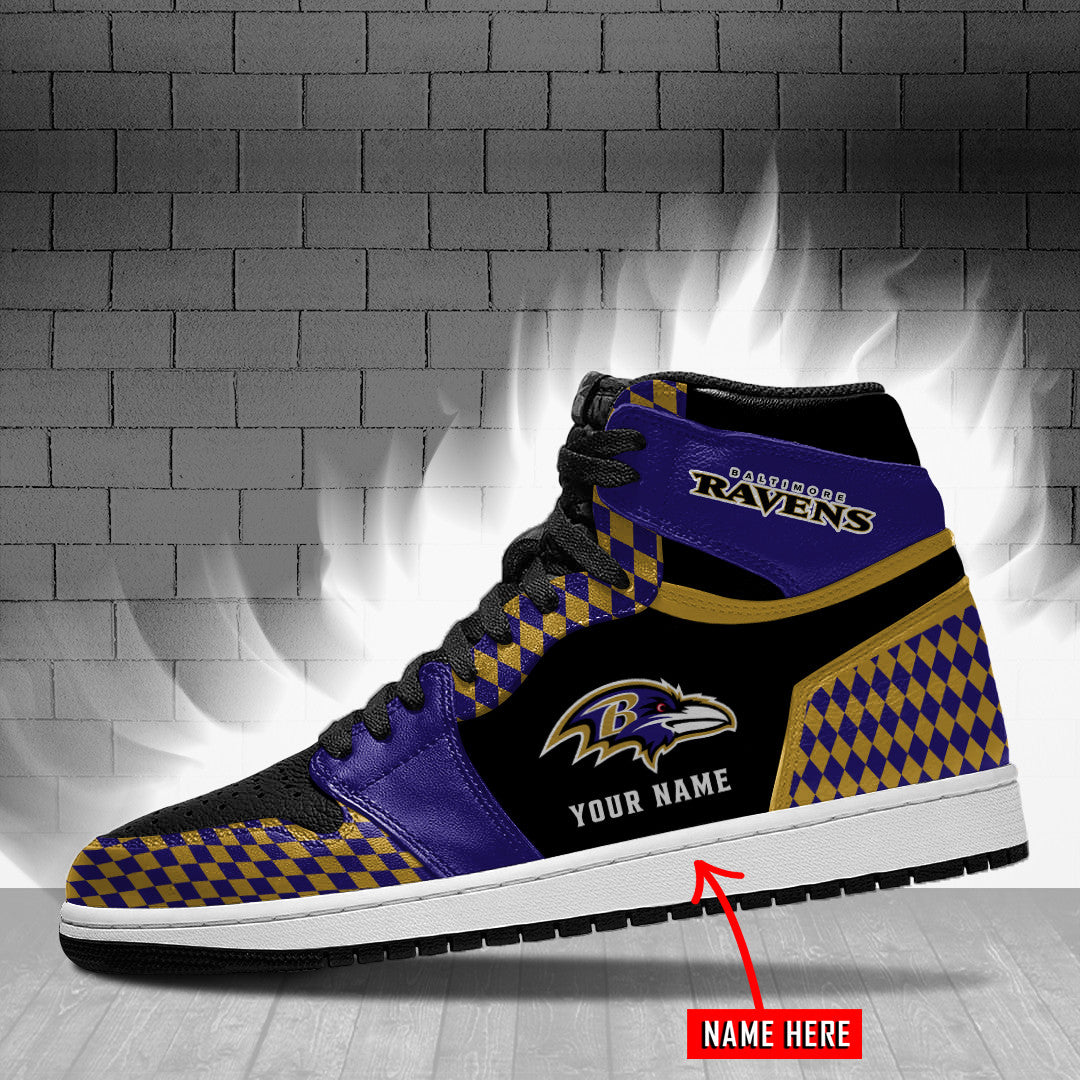 Ideafootwear Baltimore Ravens NFL AJ1 High Sneakers Shoes For Men And Women