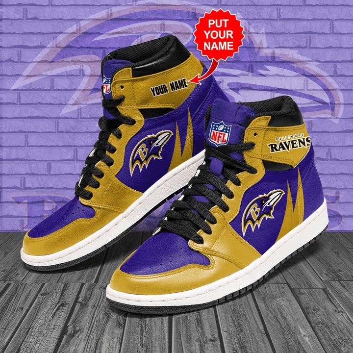 Ideafootwear Baltimore Ravens NFL AJ1 High Sneakers Shoes For Men And Women