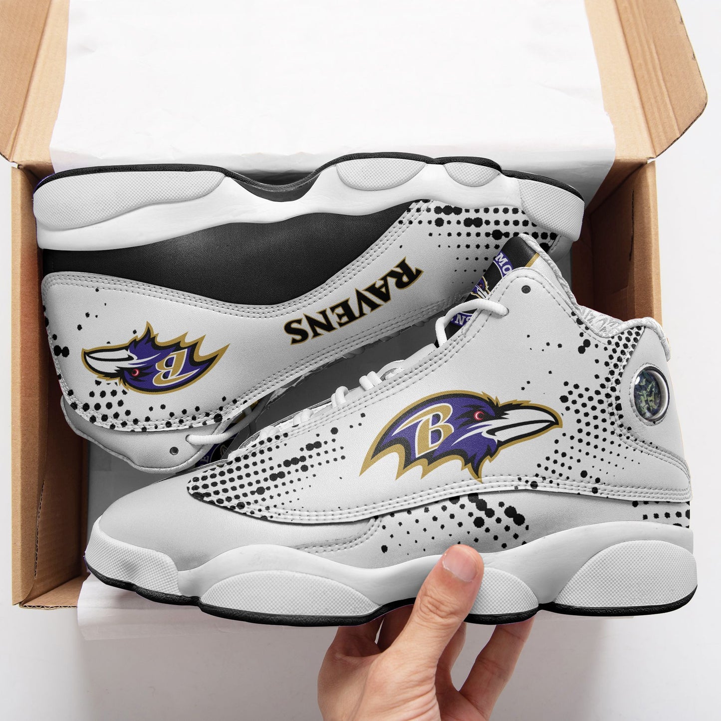 Ideafootwear Baltimore Ravens NFL AJ13 Sneakers Shoes For Men And Women