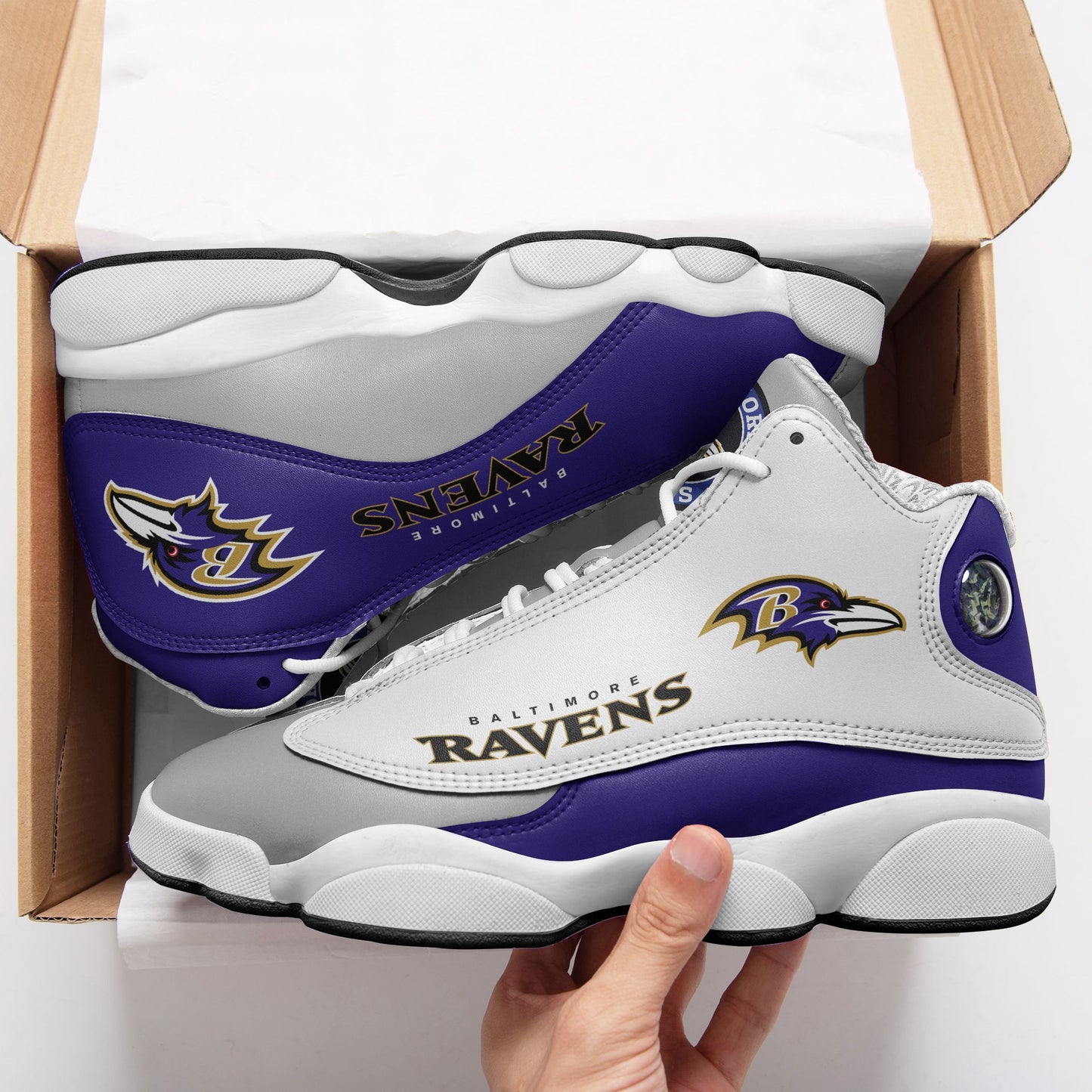 Ideafootwear Baltimore Ravens NFL AJ13 Sneakers Shoes For Men And Women