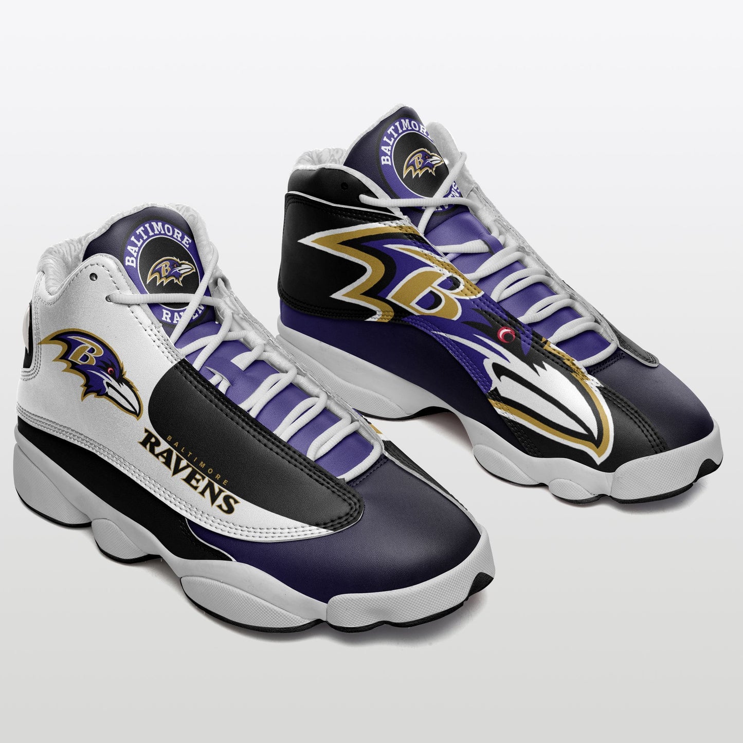 Ideafootwear Baltimore Ravens NFL AJ13 Sneakers Shoes For Men And Women