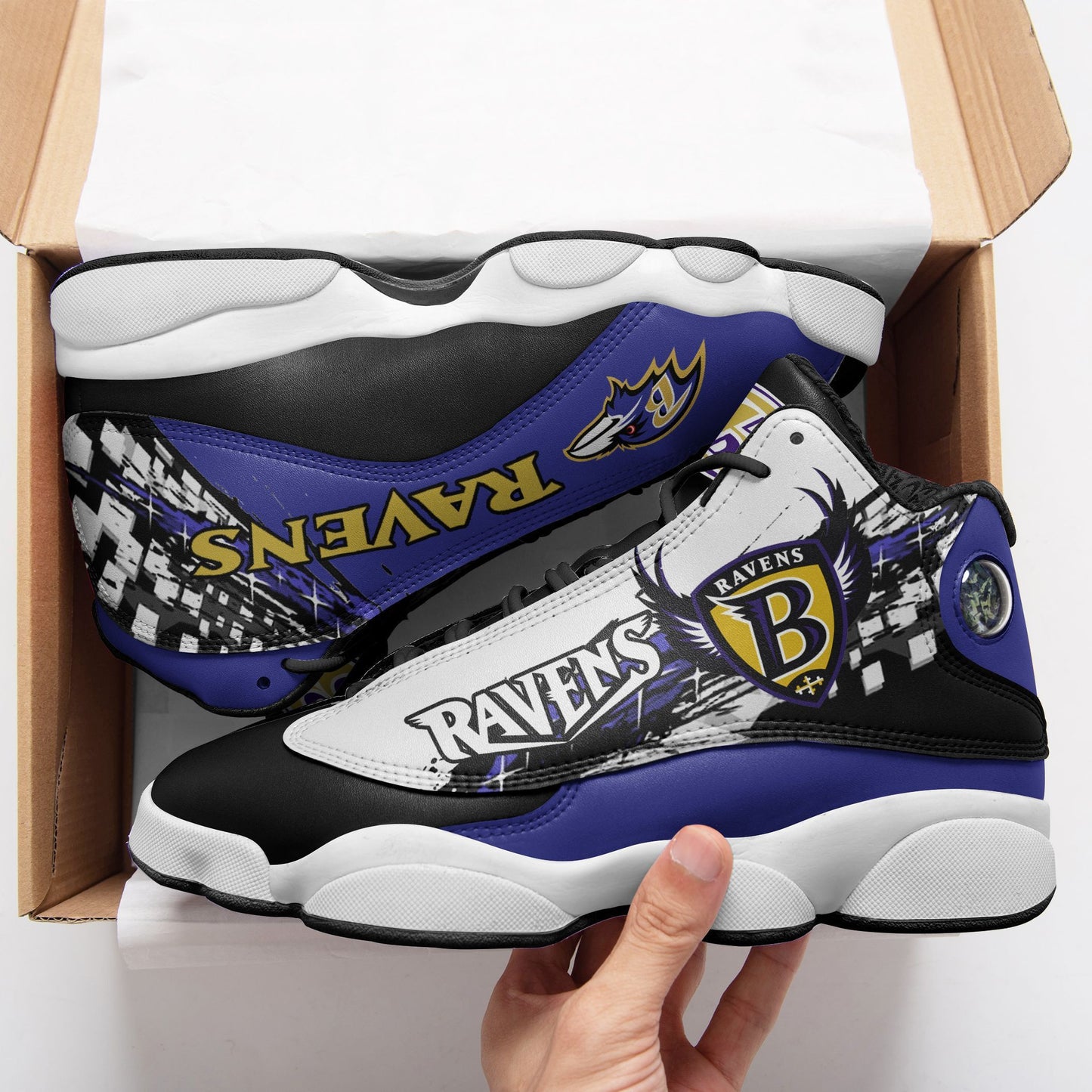 Ideafootwear Baltimore Ravens NFL AJ13 Sneakers Shoes For Men And Women