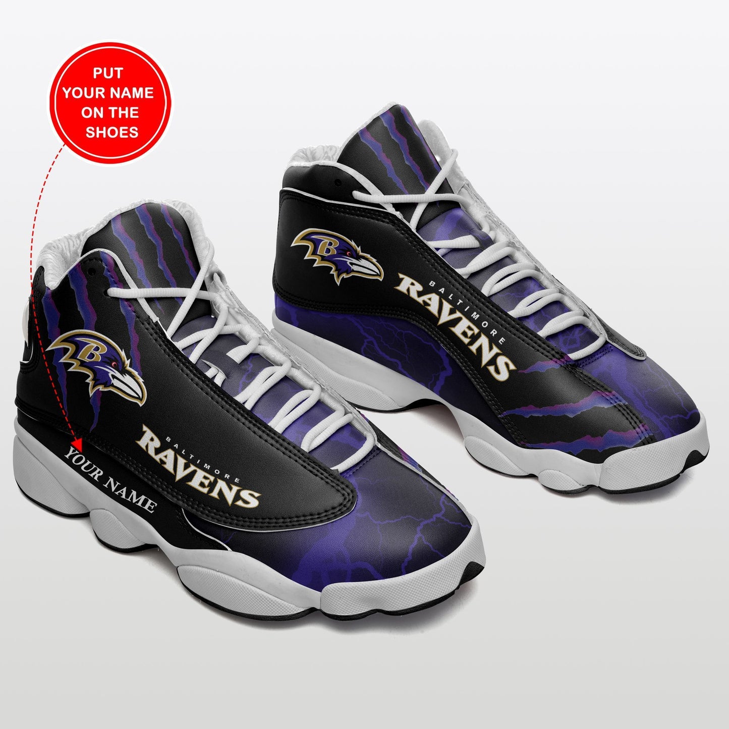 Ideafootwear Baltimore Ravens NFL AJ13 Sneakers Shoes For Men And Women