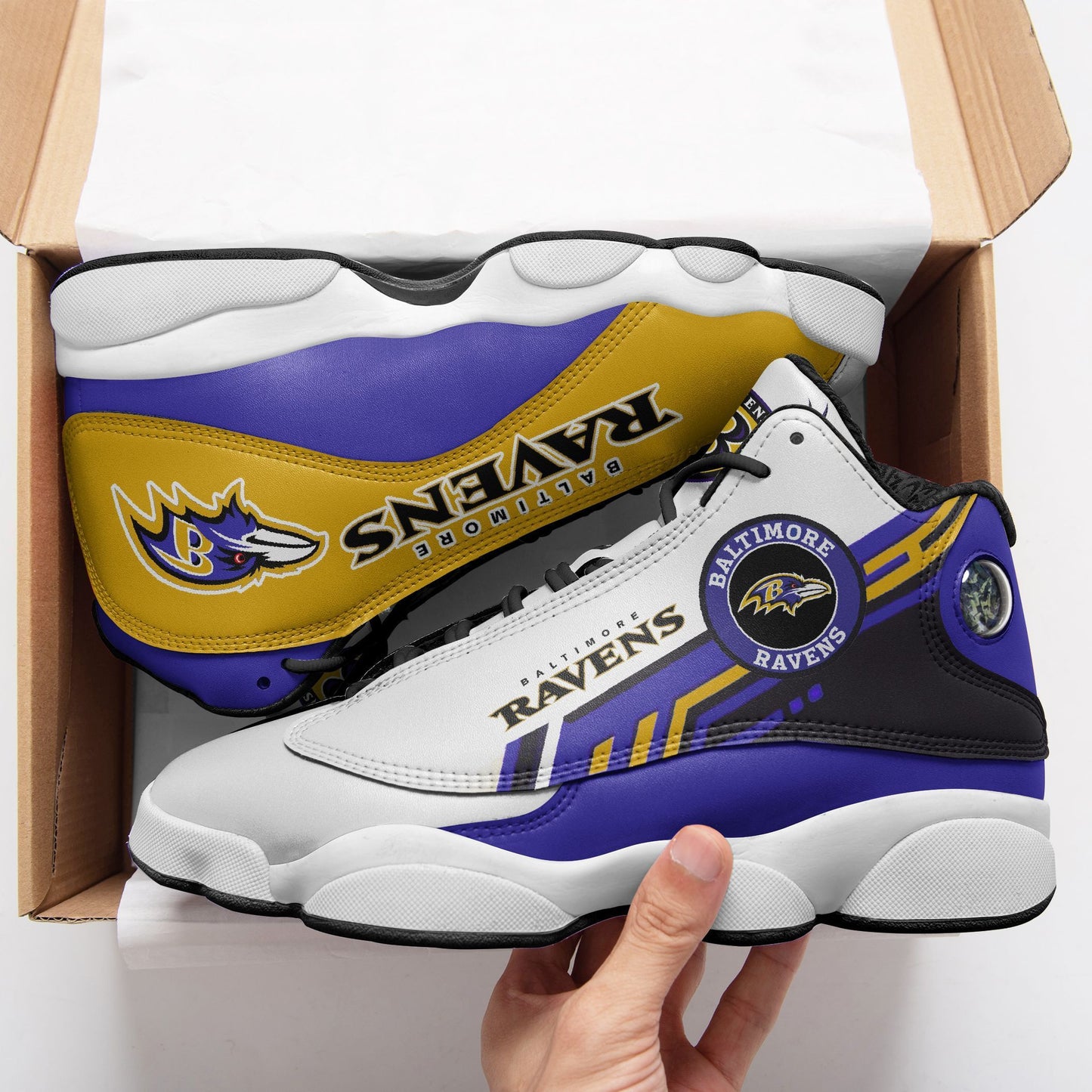 Ideafootwear Baltimore Ravens NFL AJ13 Sneakers Shoes For Men And Women