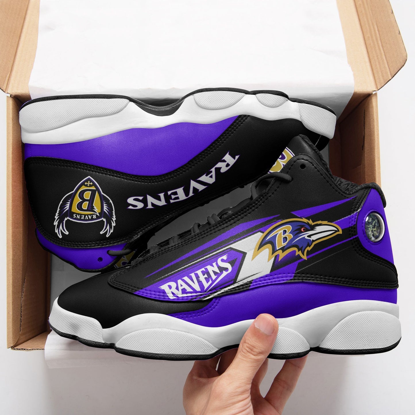 Ideafootwear Baltimore Ravens NFL AJ13 Sneakers Shoes For Men And Women