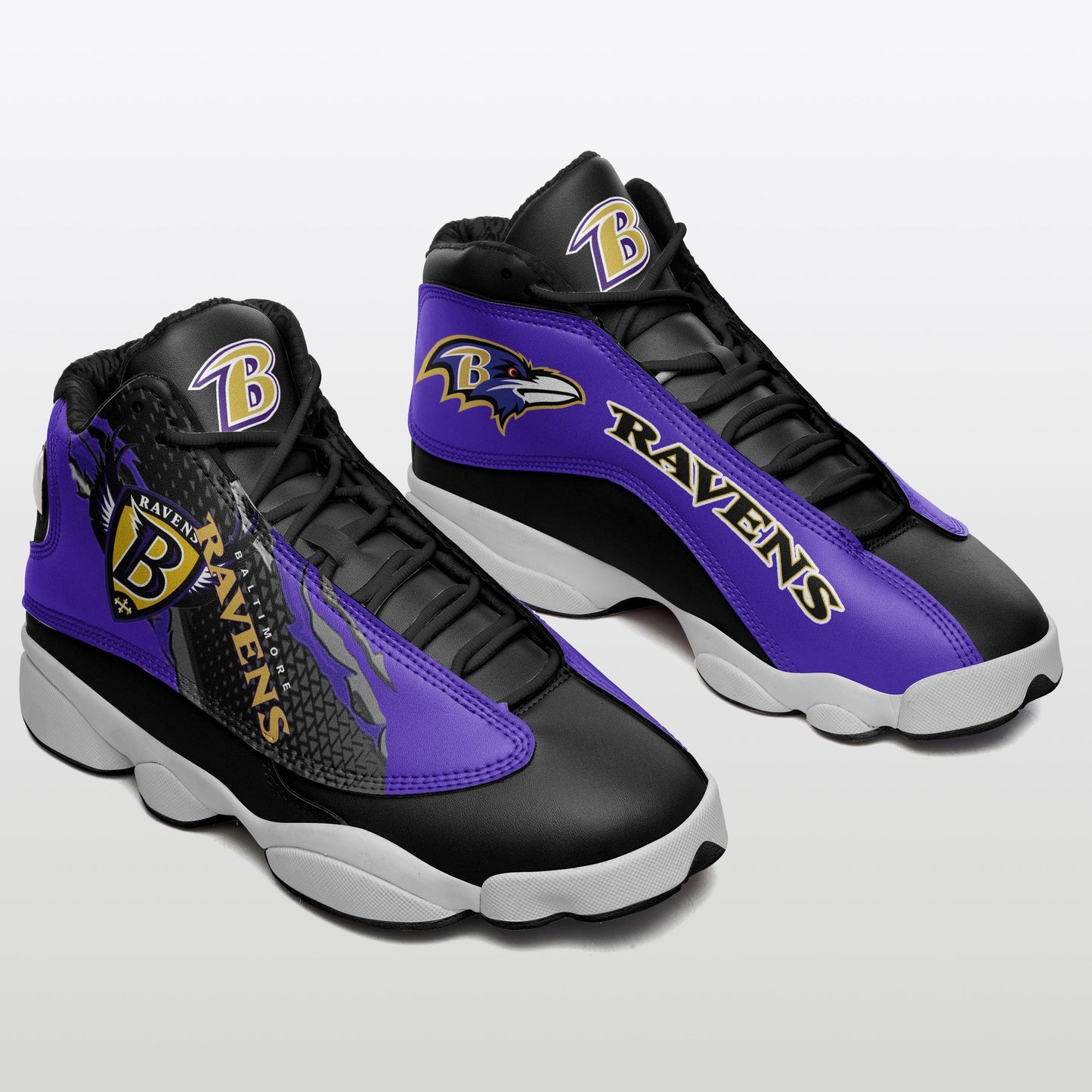 Ideafootwear Baltimore Ravens NFL AJ13 Sneakers Shoes For Men And Women