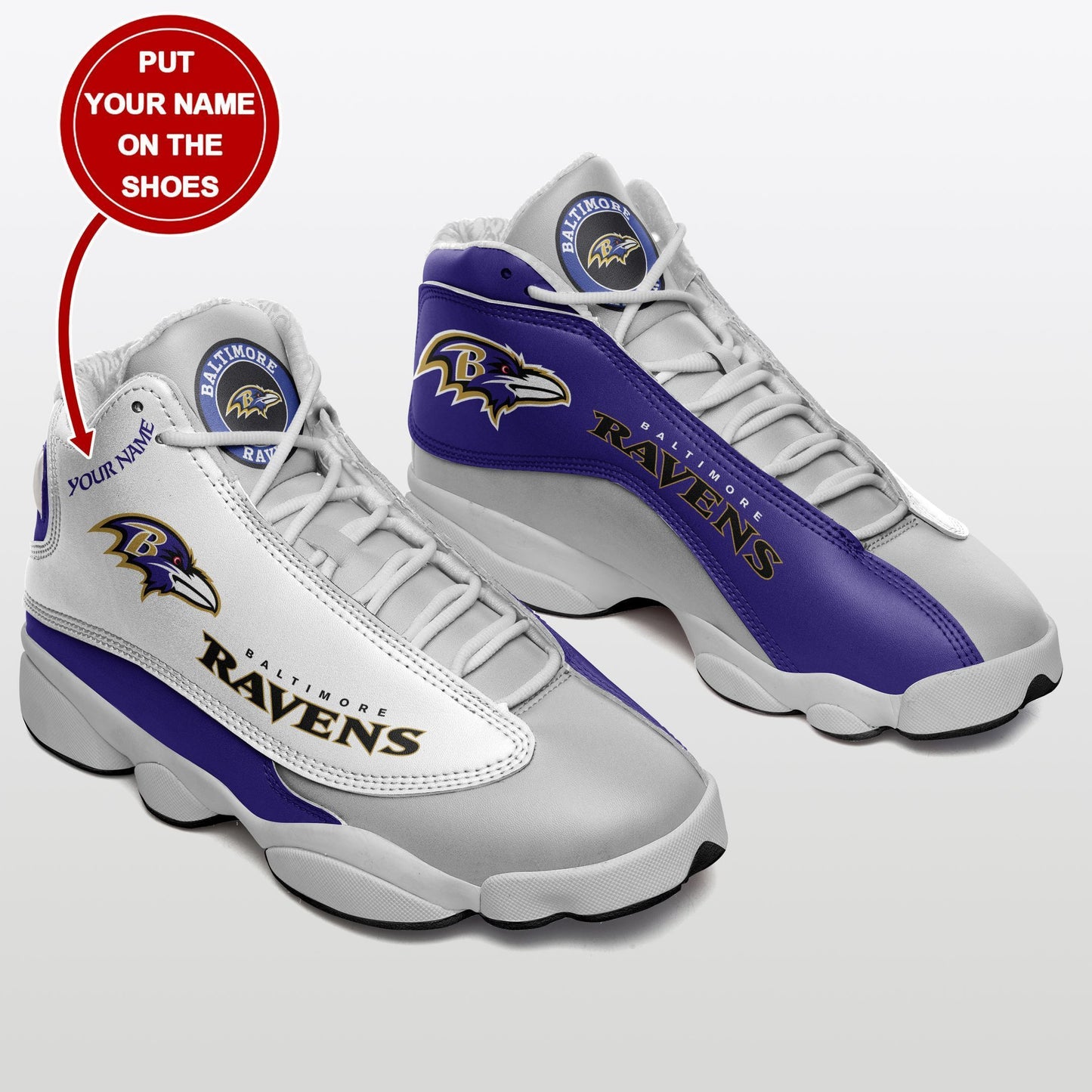 Ideafootwear Baltimore Ravens NFL AJ13 Sneakers Shoes For Men And Women