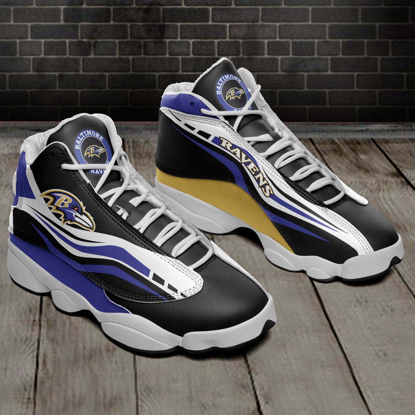Ideafootwear Baltimore Ravens NFL AJ13 Sneakers Shoes For Men And Women