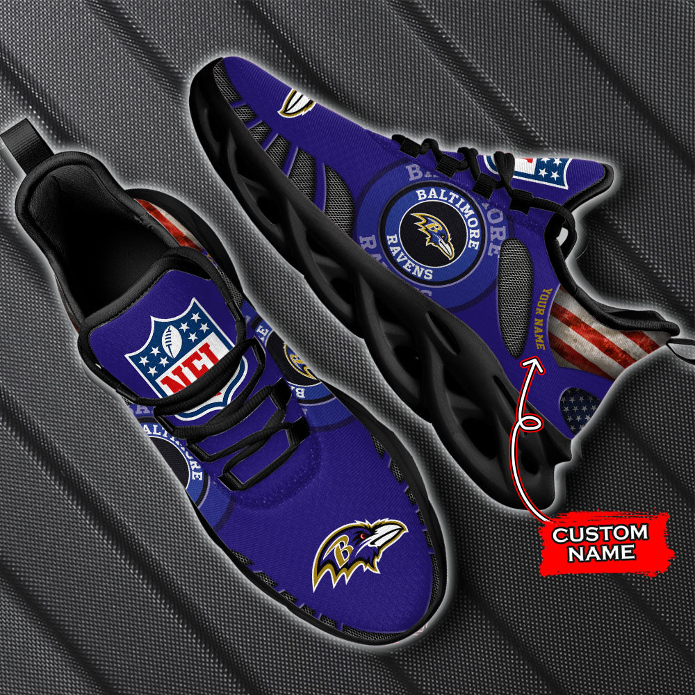 Ideafootwear Baltimore Ravens NFL Max Soul Shoes Sneakers For Men And Women