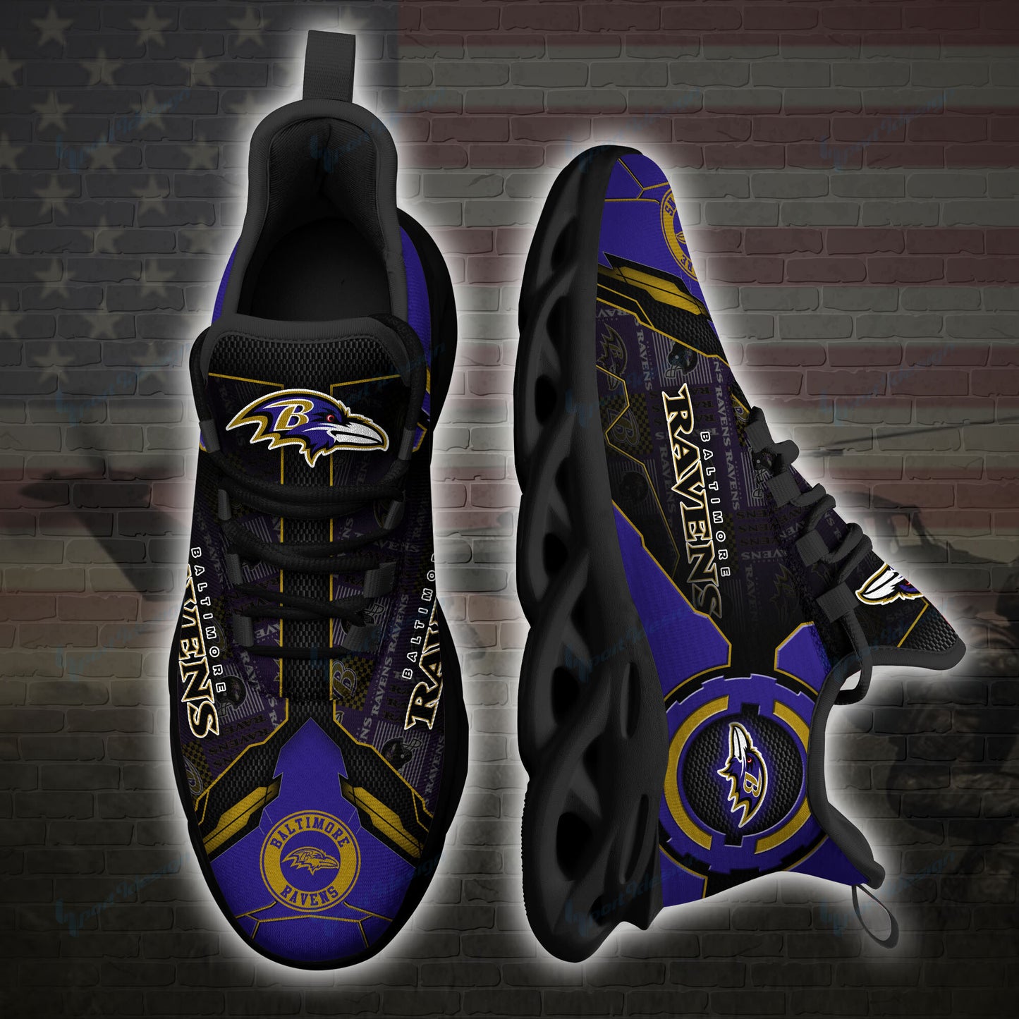 Ideafootwear Baltimore Ravens NFL Max Soul Shoes Sneakers For Men And Women