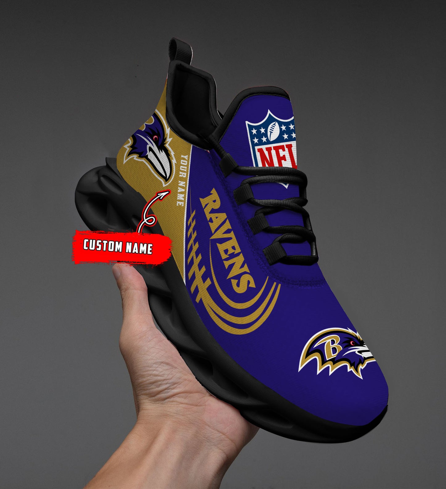 Ideafootwear Baltimore Ravens NFL Max Soul Shoes Sneakers For Men And Women