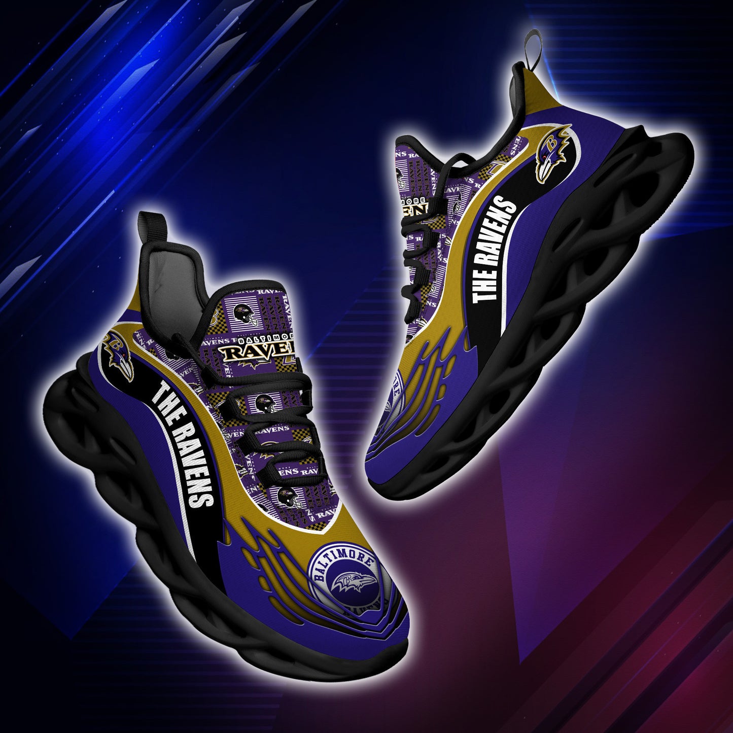 Ideafootwear Baltimore Ravens NFL Max Soul Shoes Sneakers For Men And Women