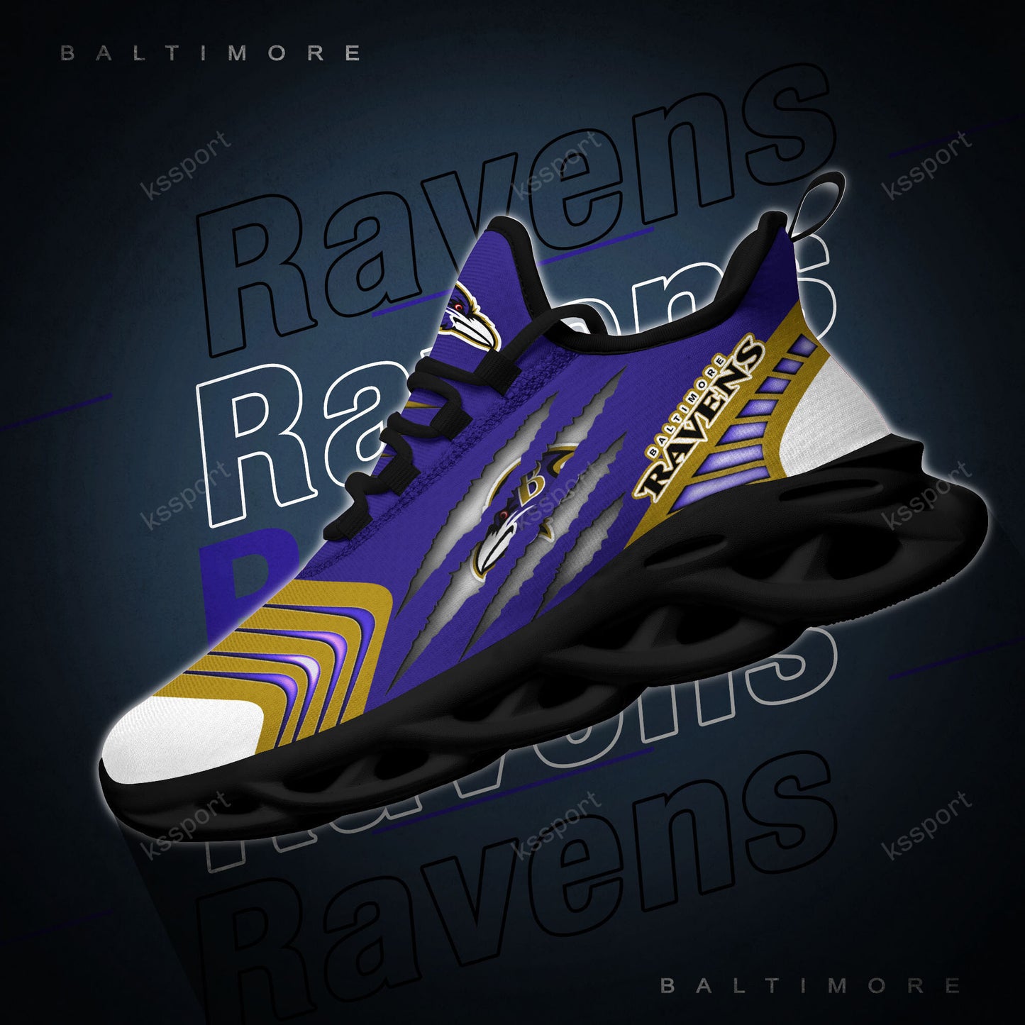 Ideafootwear Baltimore Ravens NFL Max Soul Shoes Sneakers For Men And Women