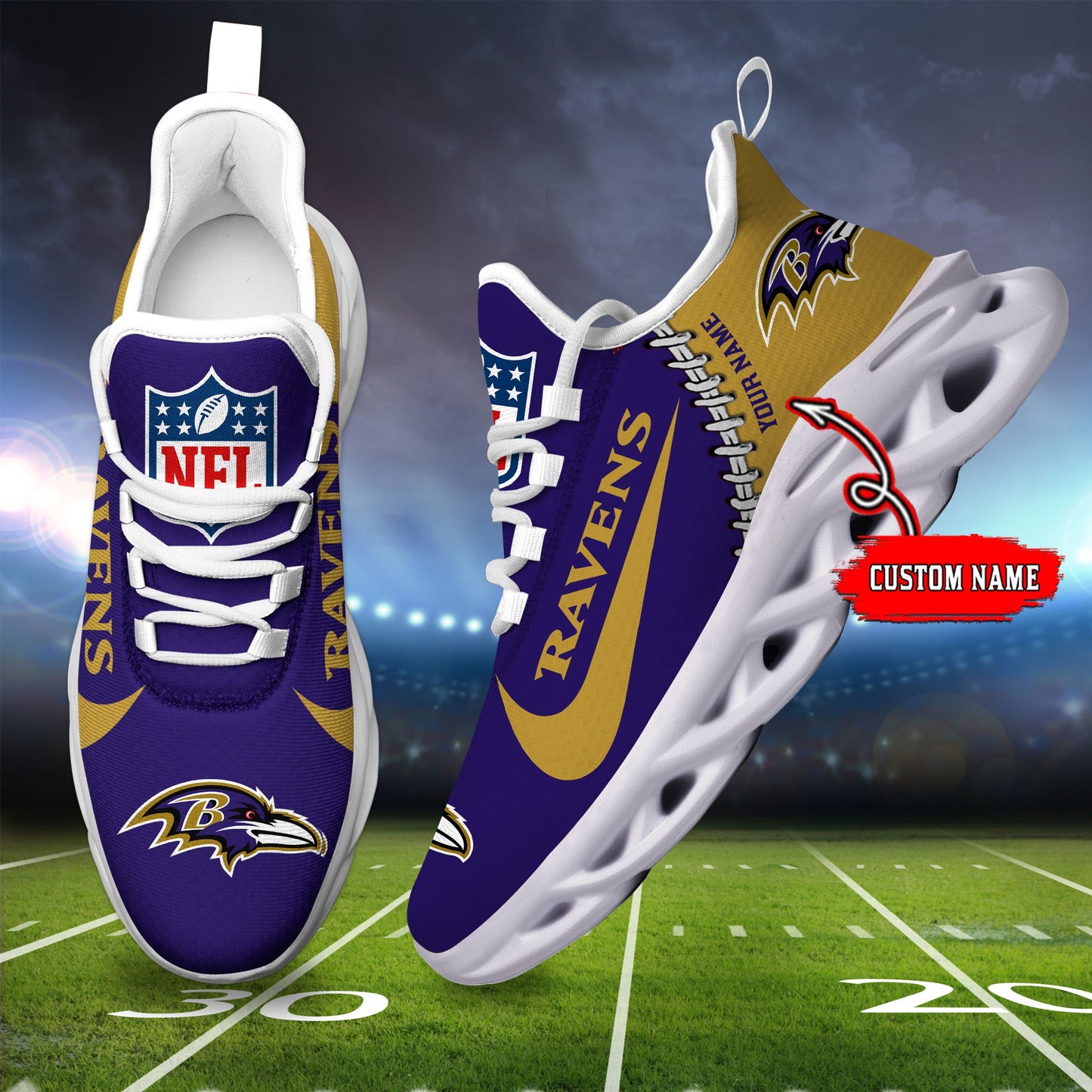 Ideafootwear Baltimore Ravens NFL Max Soul Shoes Sneakers For Men And Women