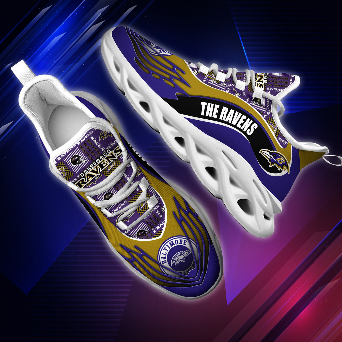 Ideafootwear Baltimore Ravens NFL Max Soul Shoes Sneakers For Men And Women