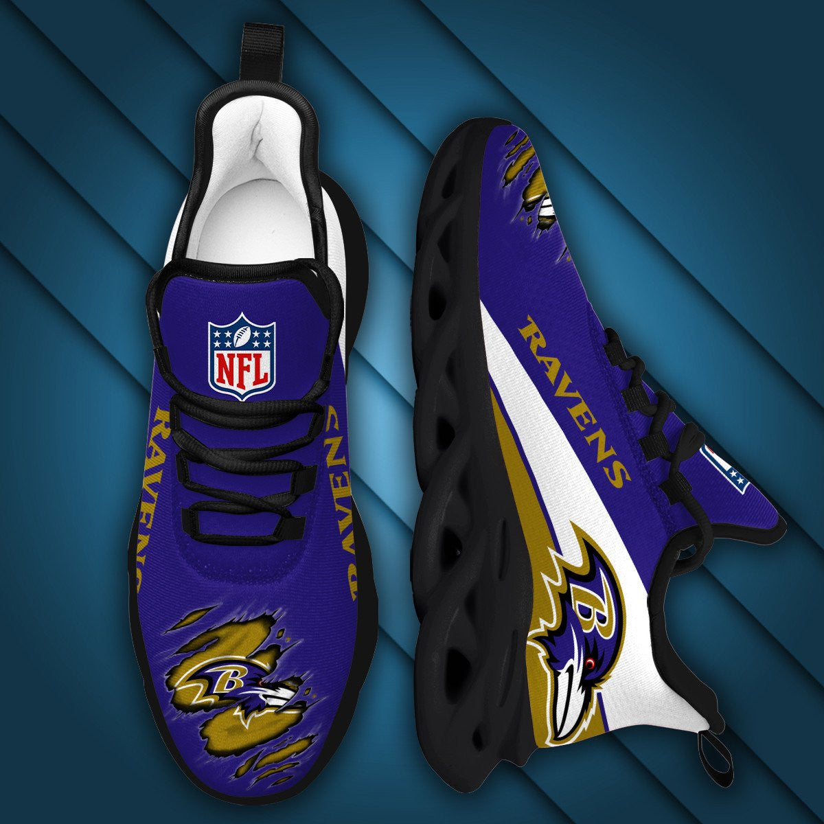 Ideafootwear Baltimore Ravens NFL Max Soul Shoes Sneakers For Men And Women