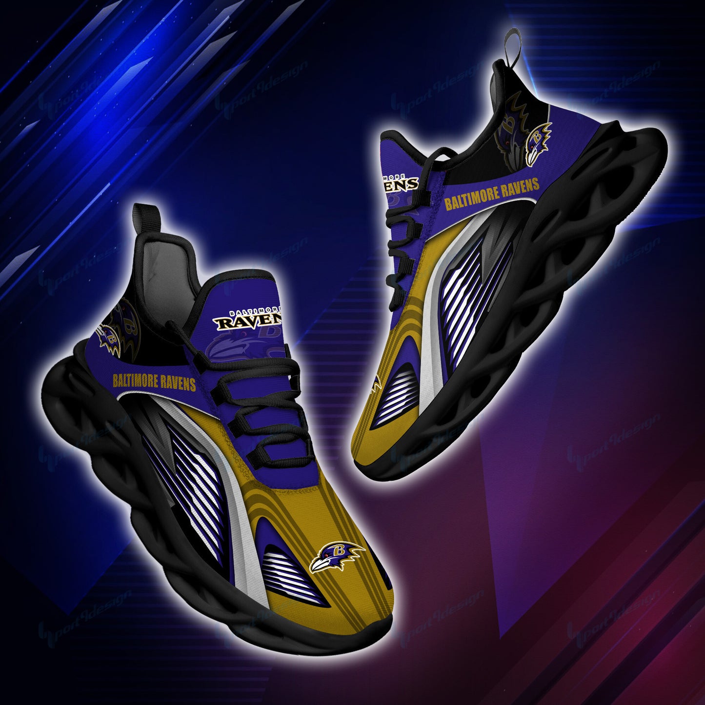 Ideafootwear Baltimore Ravens NFL Max Soul Shoes Sneakers For Men And Women