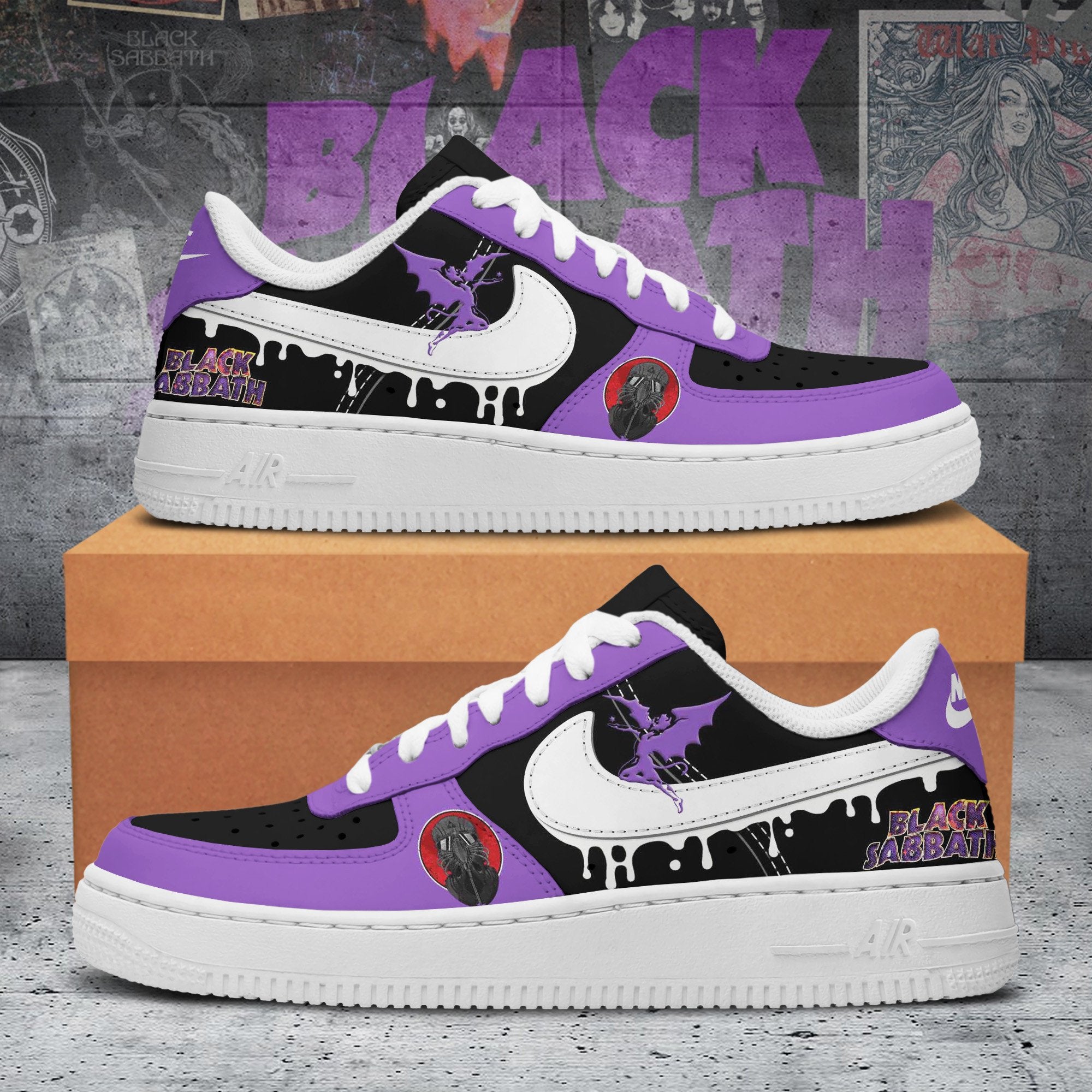 Ideafootwear Black Sabbath Air Low-Top Sneakers Shoes For Men And Women
