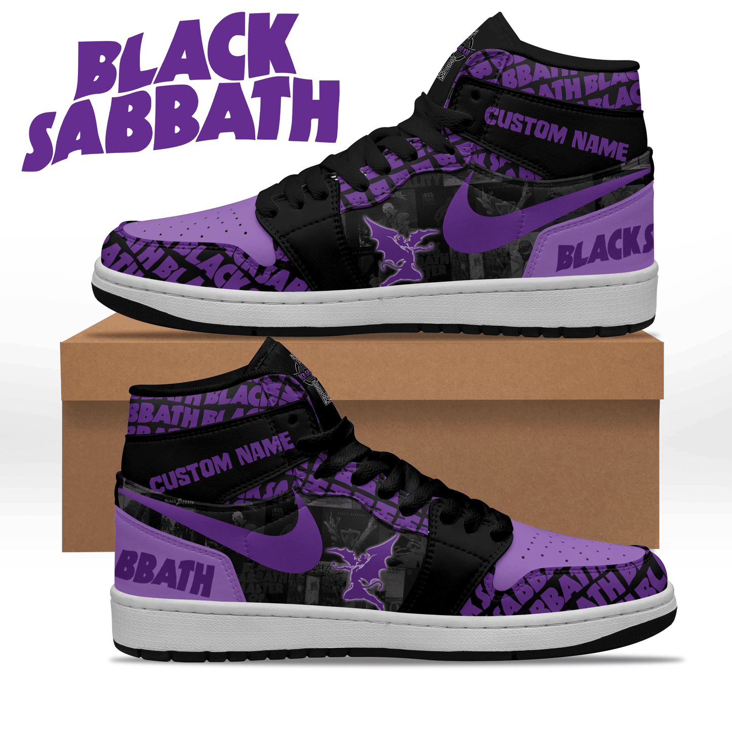 Ideafootwear Black Sabbath AJ1 High Sneakers Shoes For Men And Women