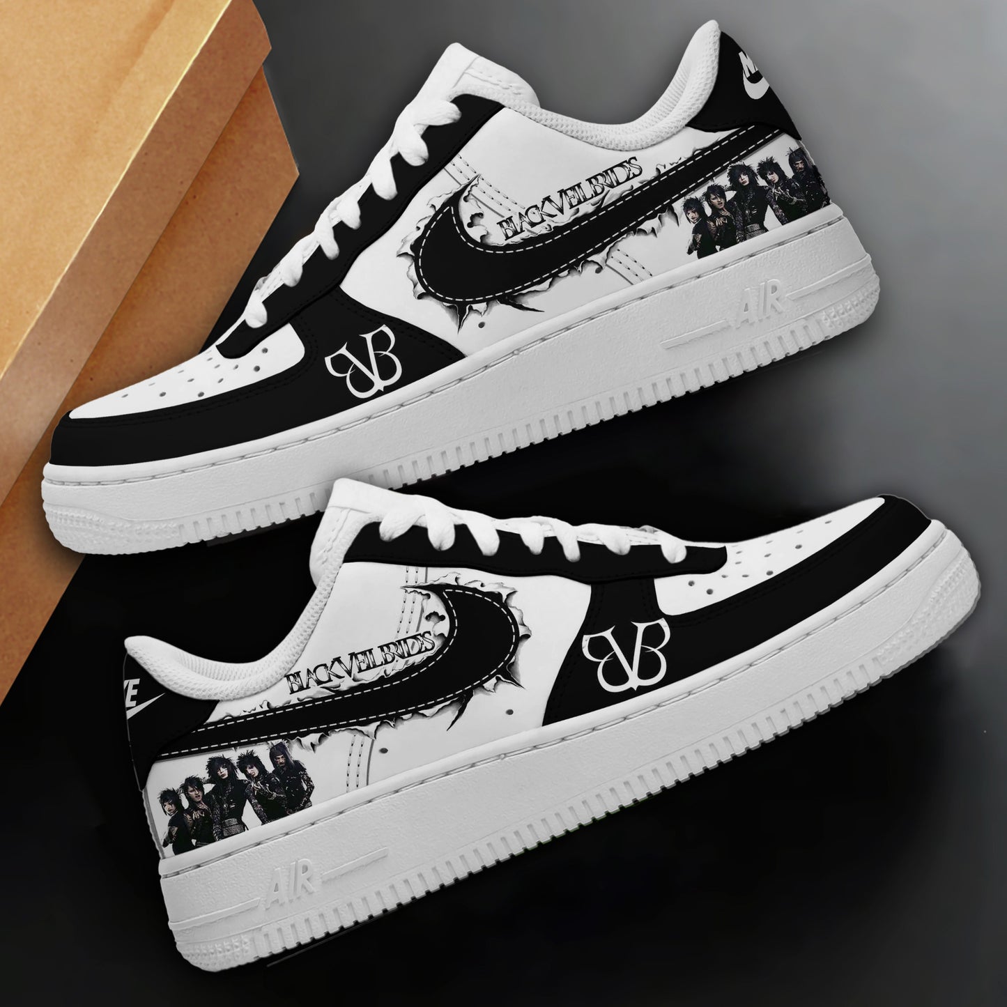 Ideafootwear Black Veil Brides Air Low-Top Sneakers Shoes For Men And Women