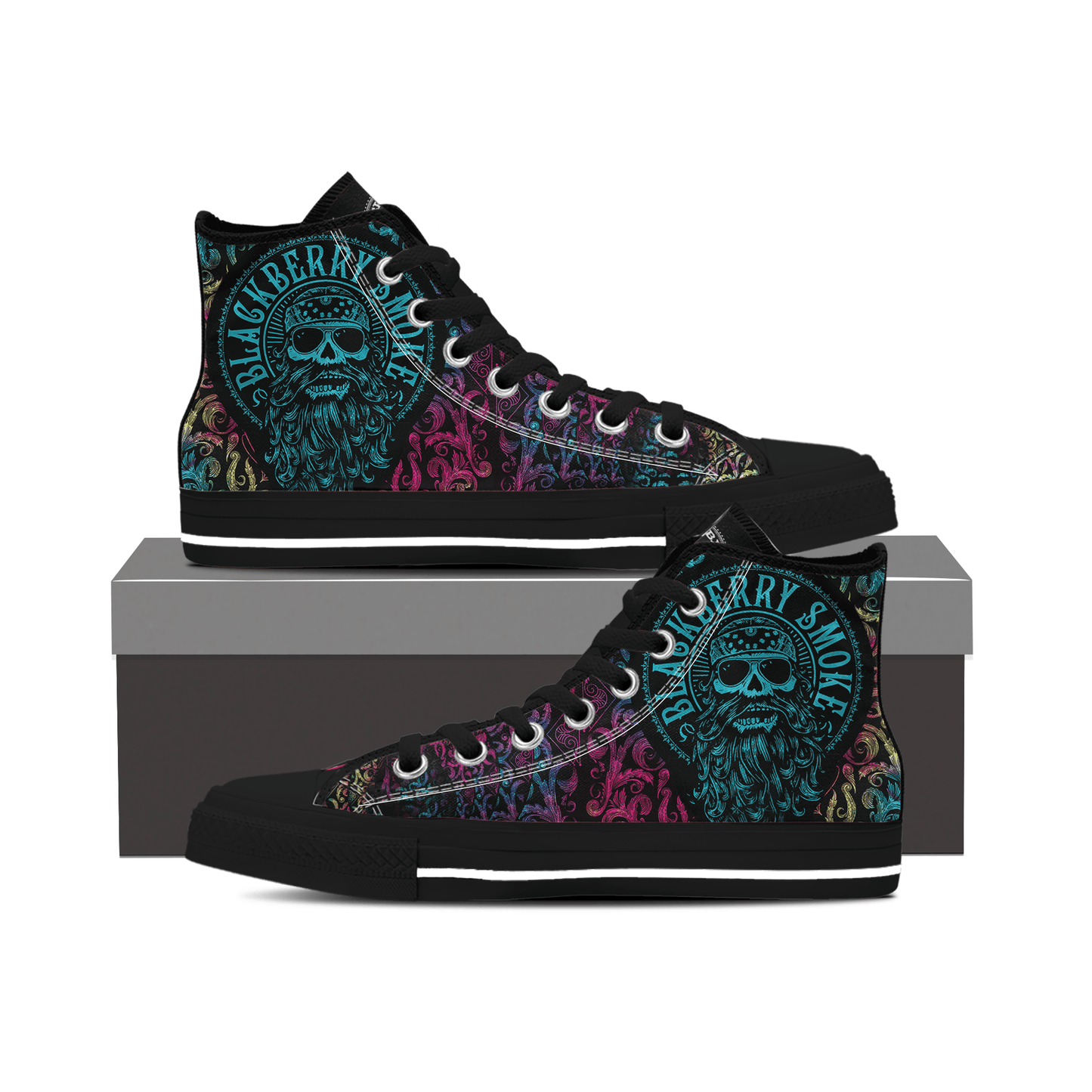 Ideafootwear Blackberry Smoke High Top Canvas Sneakers Shoes For Men And Women
