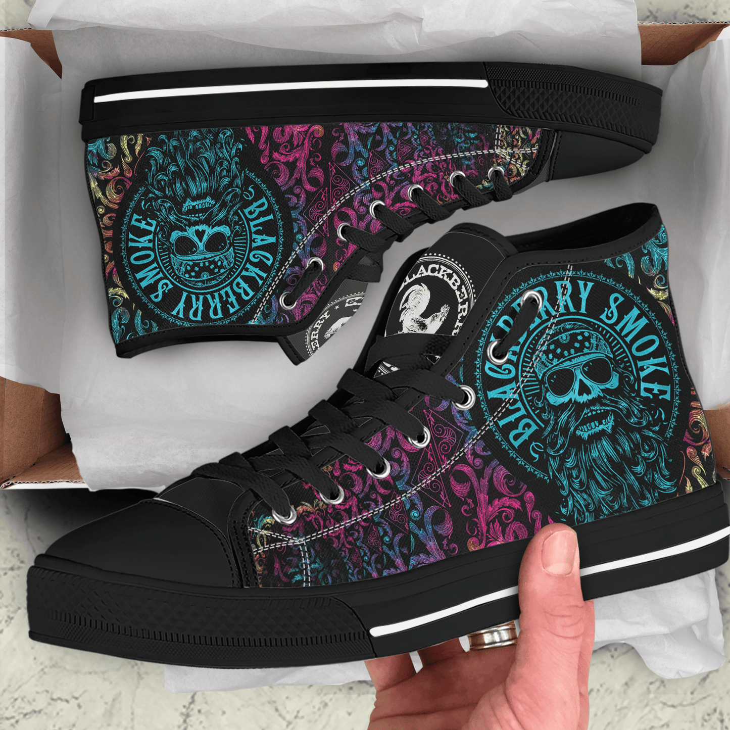 Ideafootwear Blackberry Smoke High Top Canvas Sneakers Shoes For Men And Women