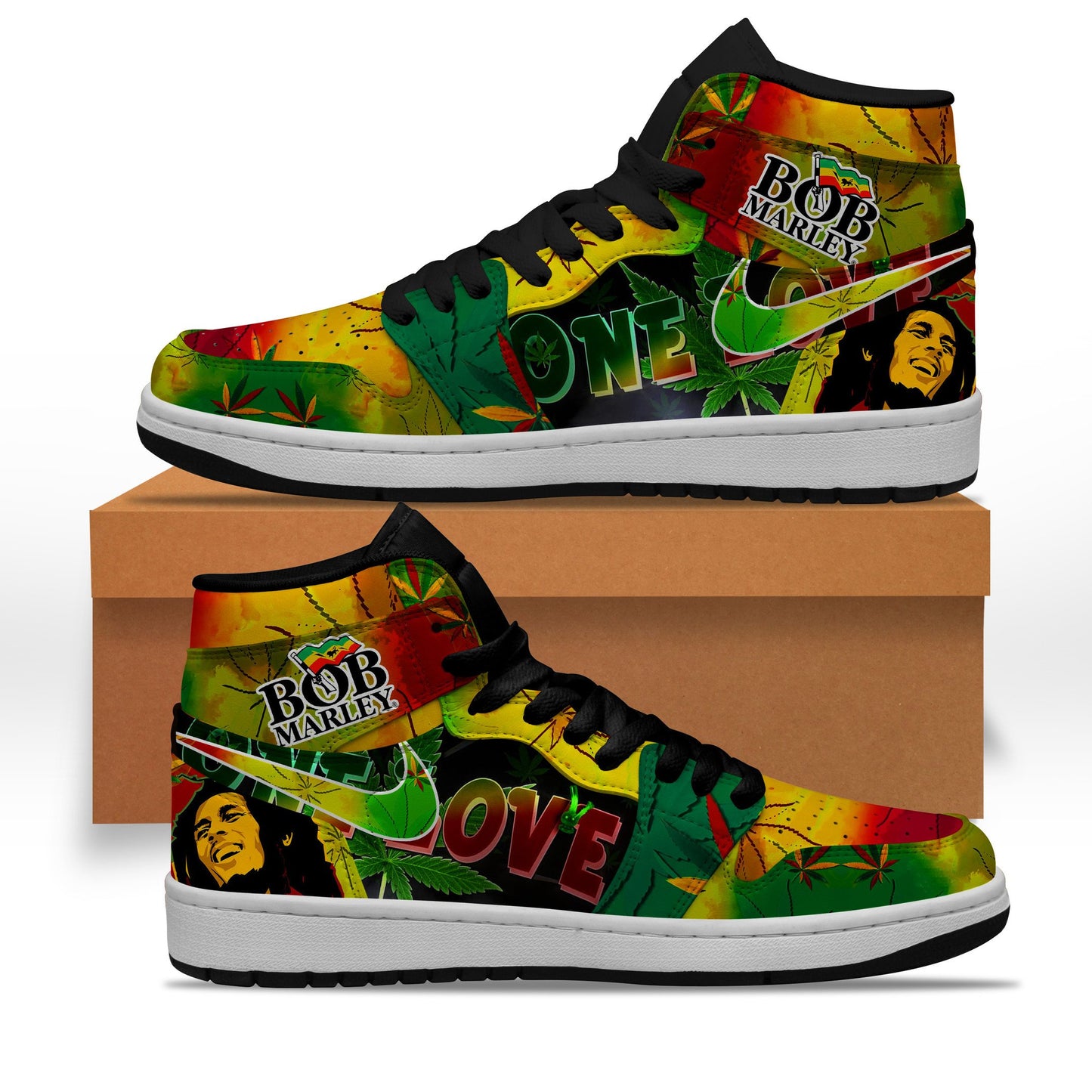 Ideafootwear Bob Marley AJ1 High Sneakers Shoes For Men And Women