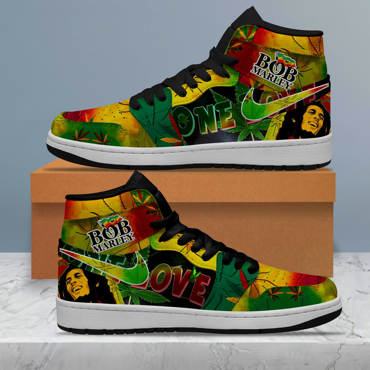 Ideafootwear Bob Marley AJ1 High Sneakers Shoes For Men And Women