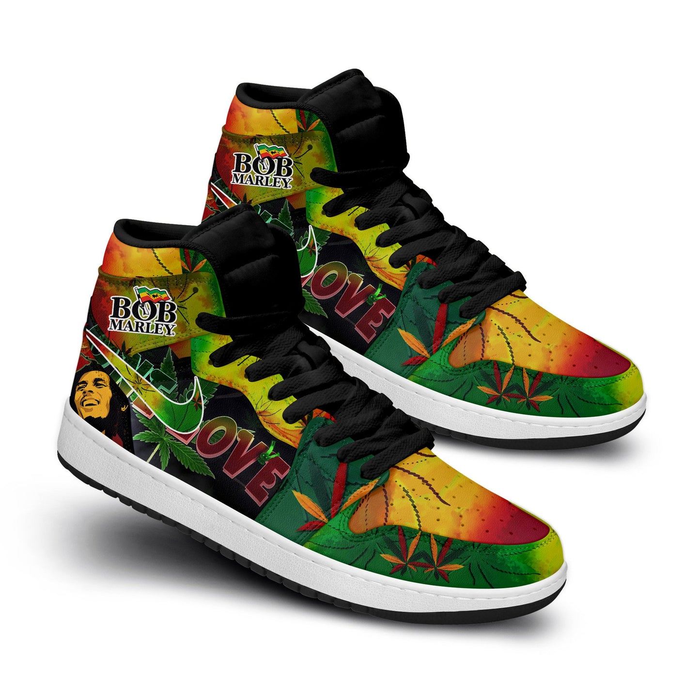 Ideafootwear Bob Marley AJ1 High Sneakers Shoes For Men And Women