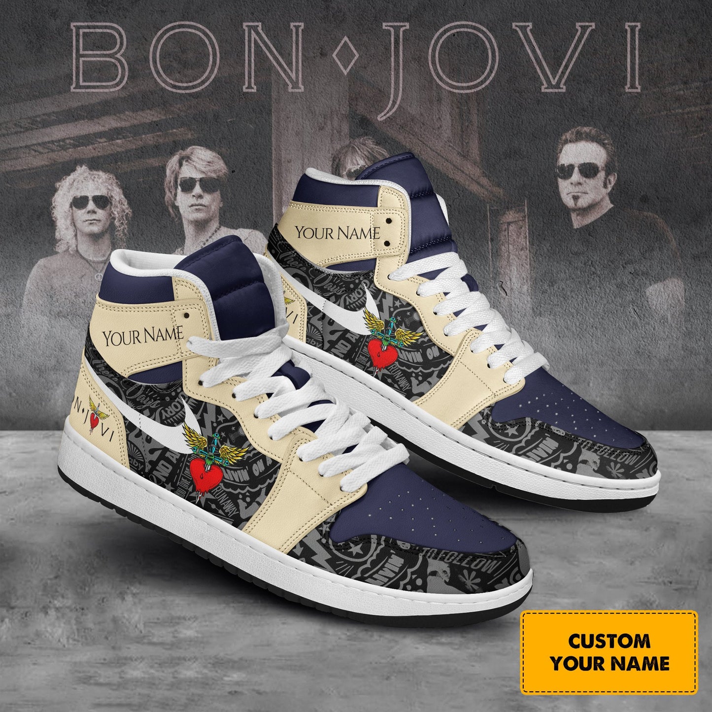 Ideafootwear Bon Jovi AJ1 High Sneakers Shoes For Men And Women