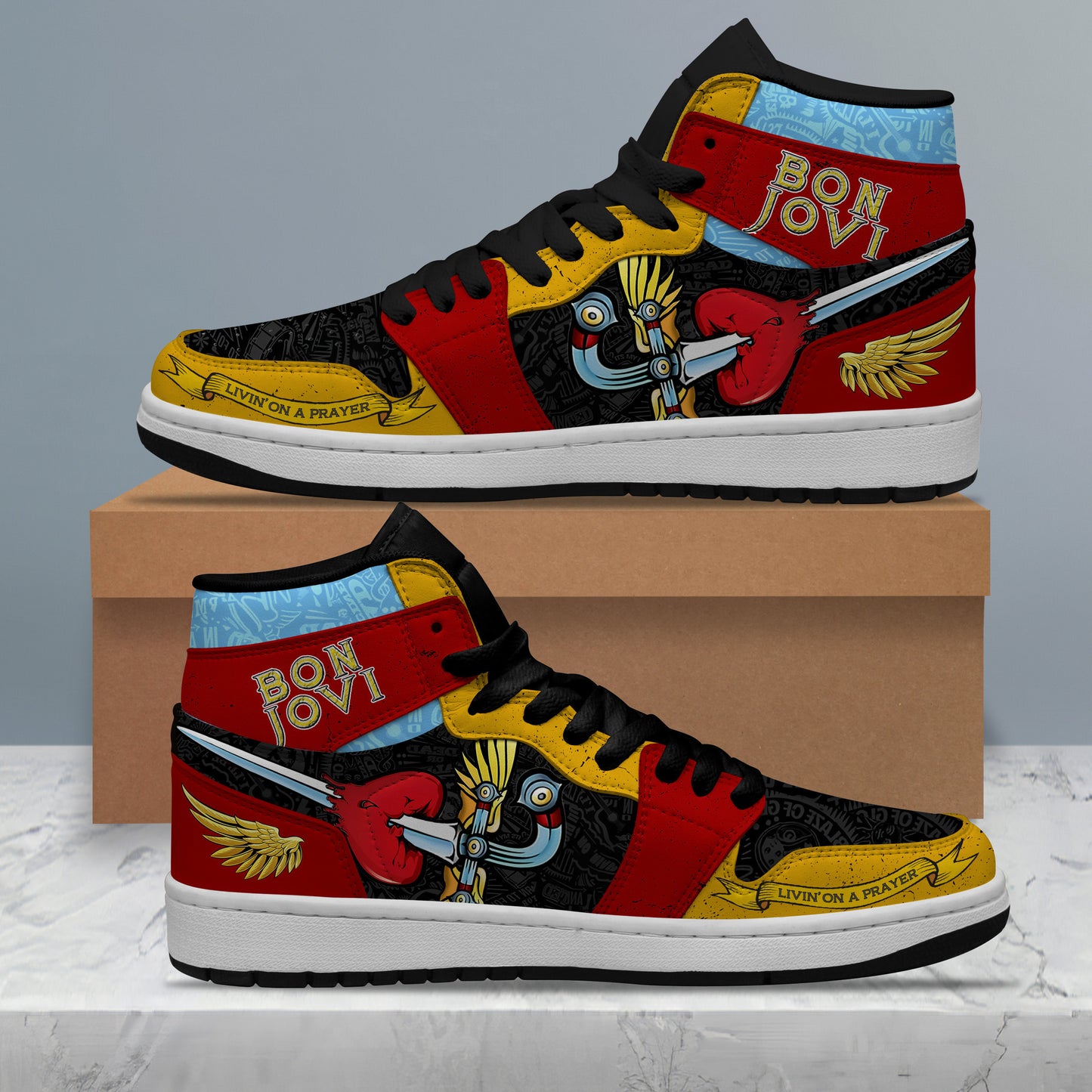 Ideafootwear Bon Jovi AJ1 High Sneakers Shoes For Men And Women