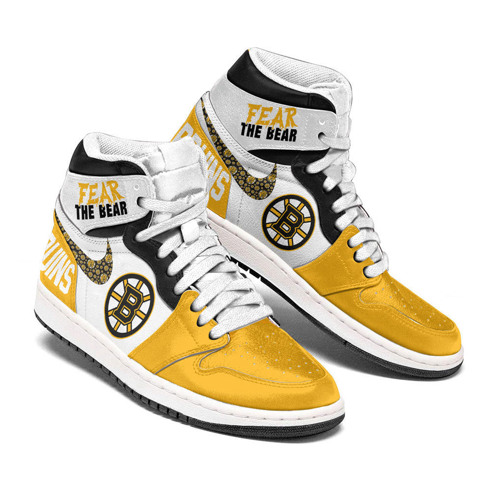 Ideafootwear Boston Bruins AJ1 High Sneakers Shoes For Men And Women