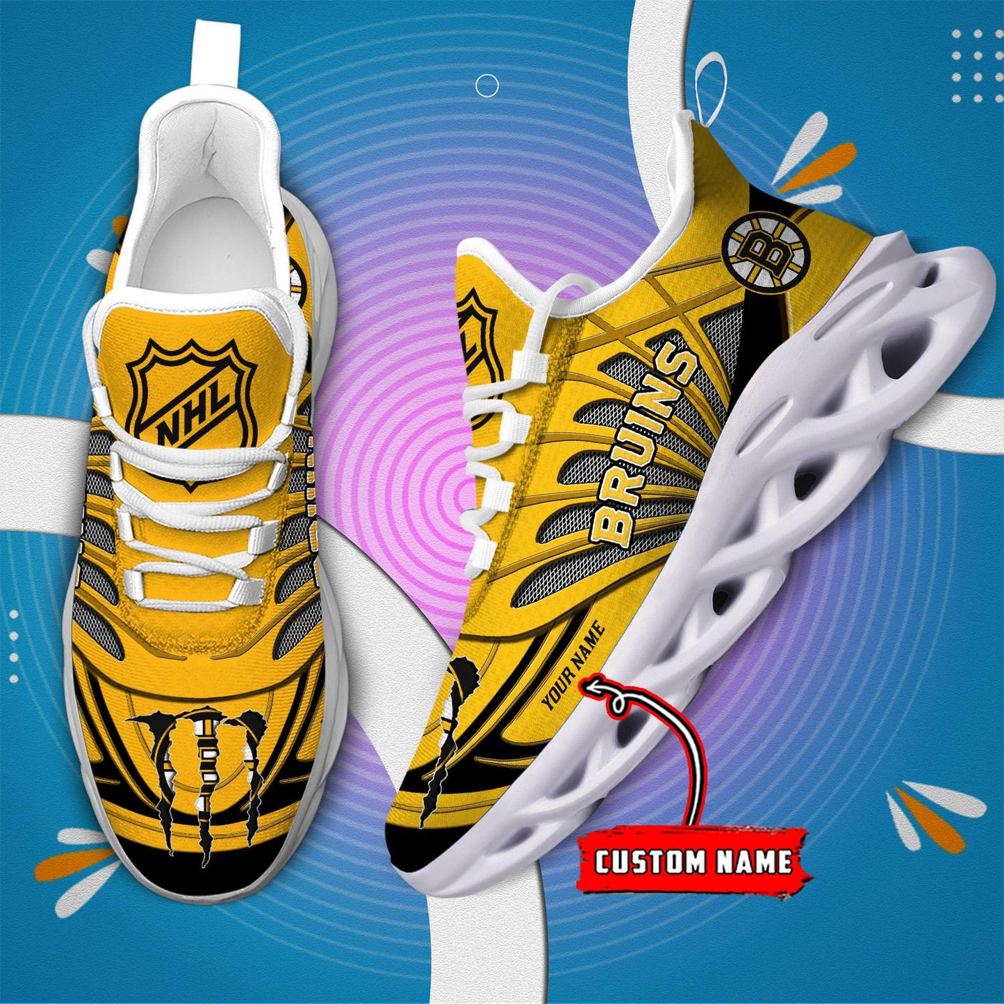 Ideafootwear Boston Bruins Max Soul Shoes Sneakers For Men And Women