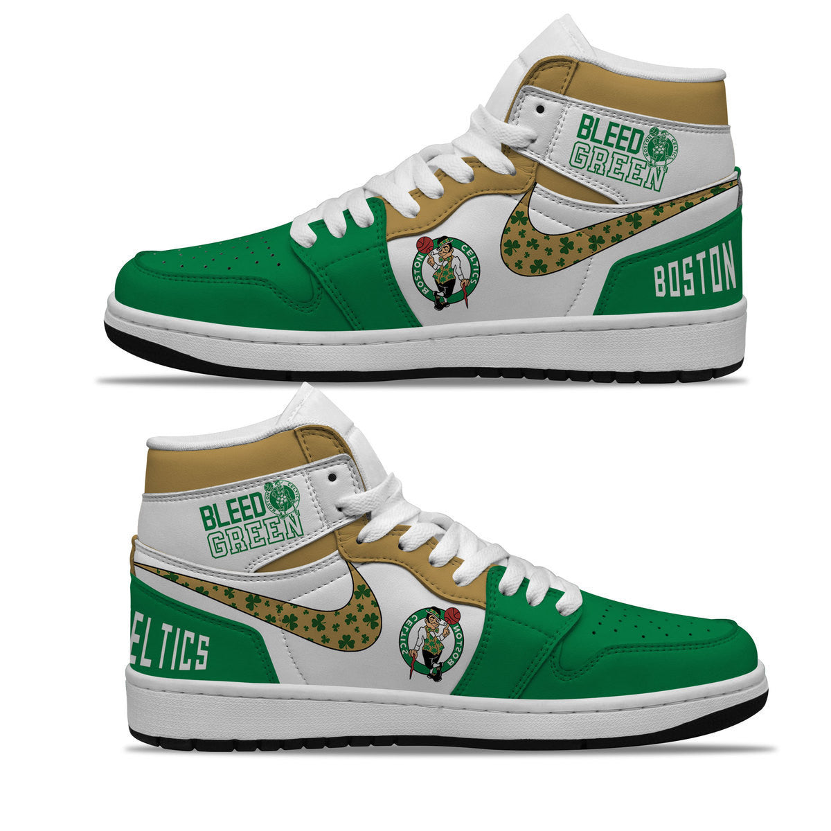 Ideafootwear Boston Celtics AJ1 High Sneakers Shoes For Men And Women