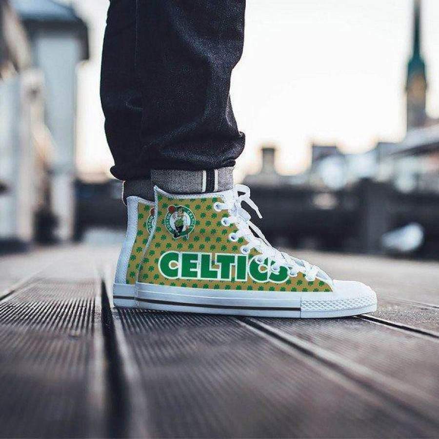Ideafootwear Boston Celtics High Top Canvas Sneakers Shoes For Men And Women