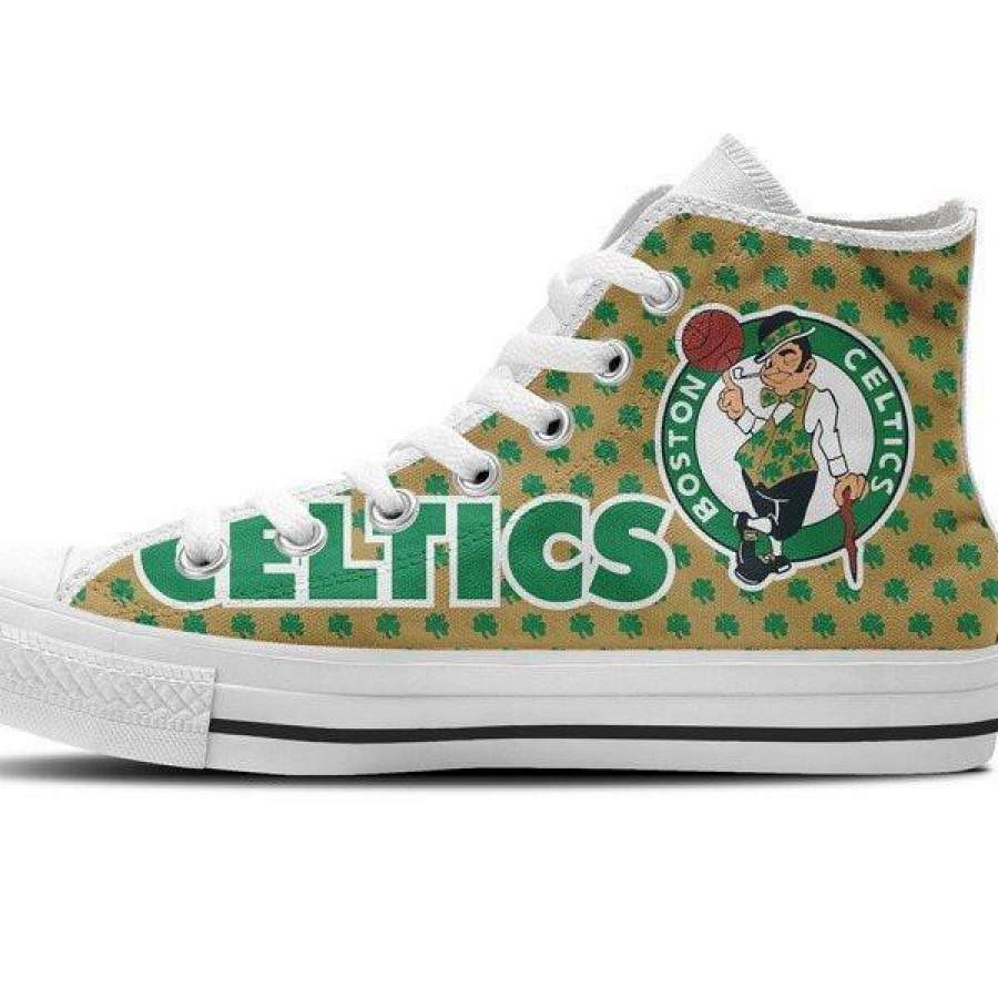 Ideafootwear Boston Celtics High Top Canvas Sneakers Shoes For Men And Women