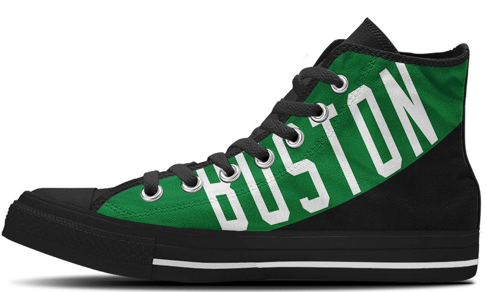 Ideafootwear Boston Celtics High Top Canvas Sneakers Shoes For Men And Women