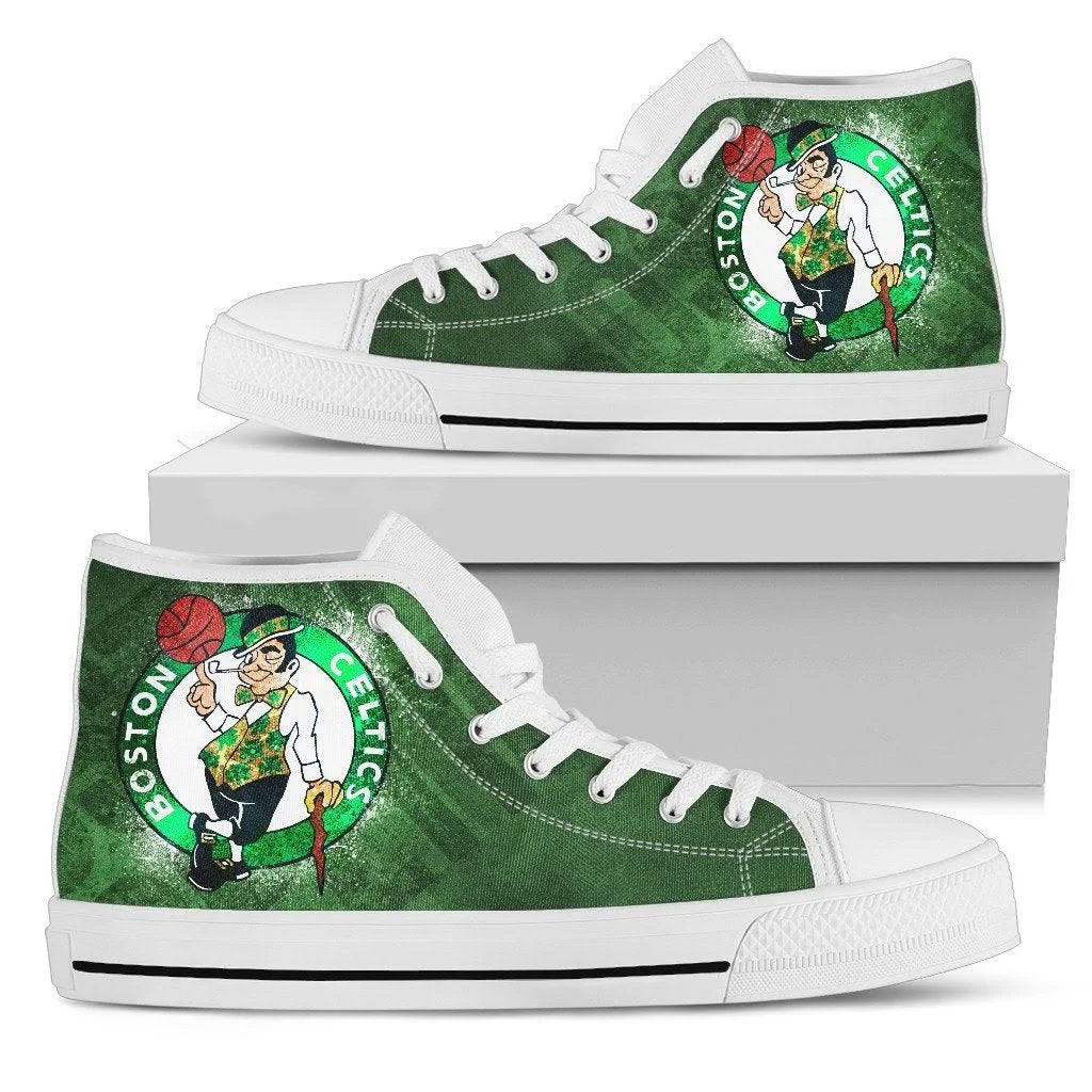 Ideafootwear Boston Celtics High Top Canvas Sneakers Shoes For Men And Women