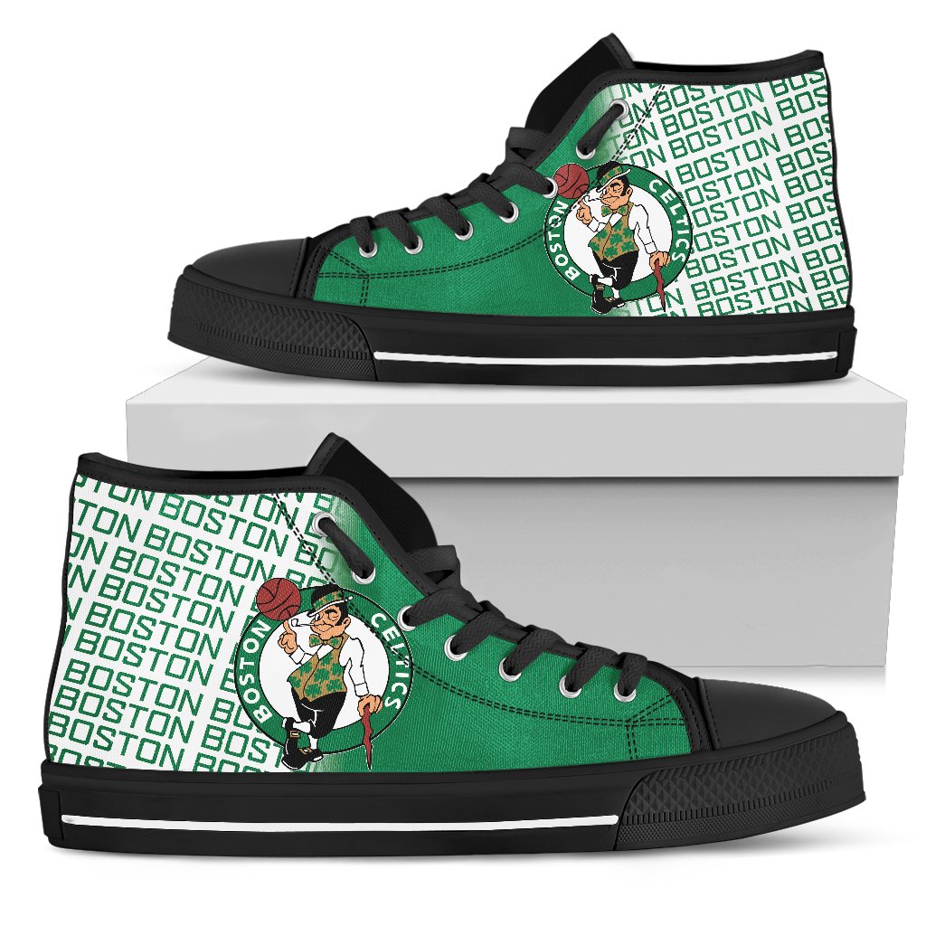 Ideafootwear Boston Celtics High Top Canvas Sneakers Shoes For Men And Women