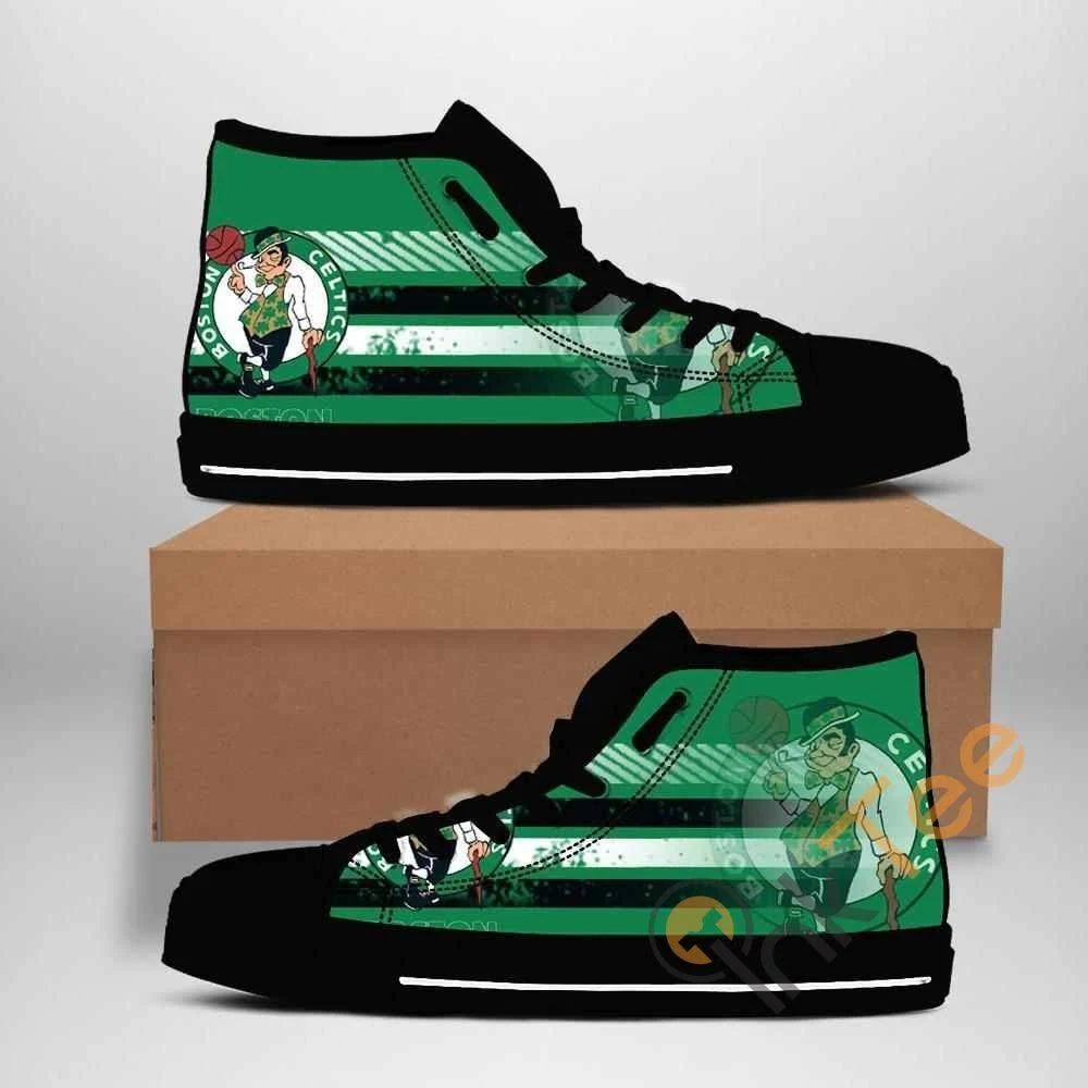 Ideafootwear Boston Celtics High Top Canvas Sneakers Shoes For Men And Women